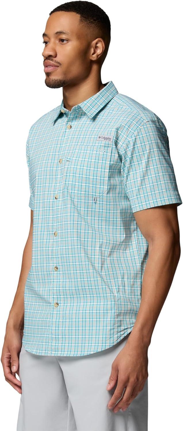 imageColumbia Mens PFG Harbor Peak Short Sleeve ShirtMarine Light Offshore Tartan