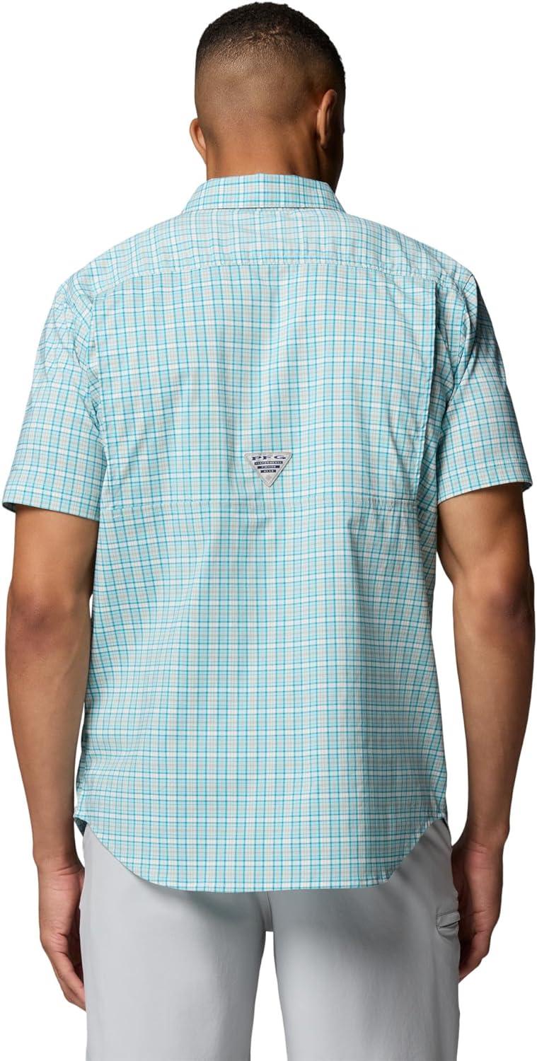 imageColumbia Mens PFG Harbor Peak Short Sleeve ShirtMarine Light Offshore Tartan