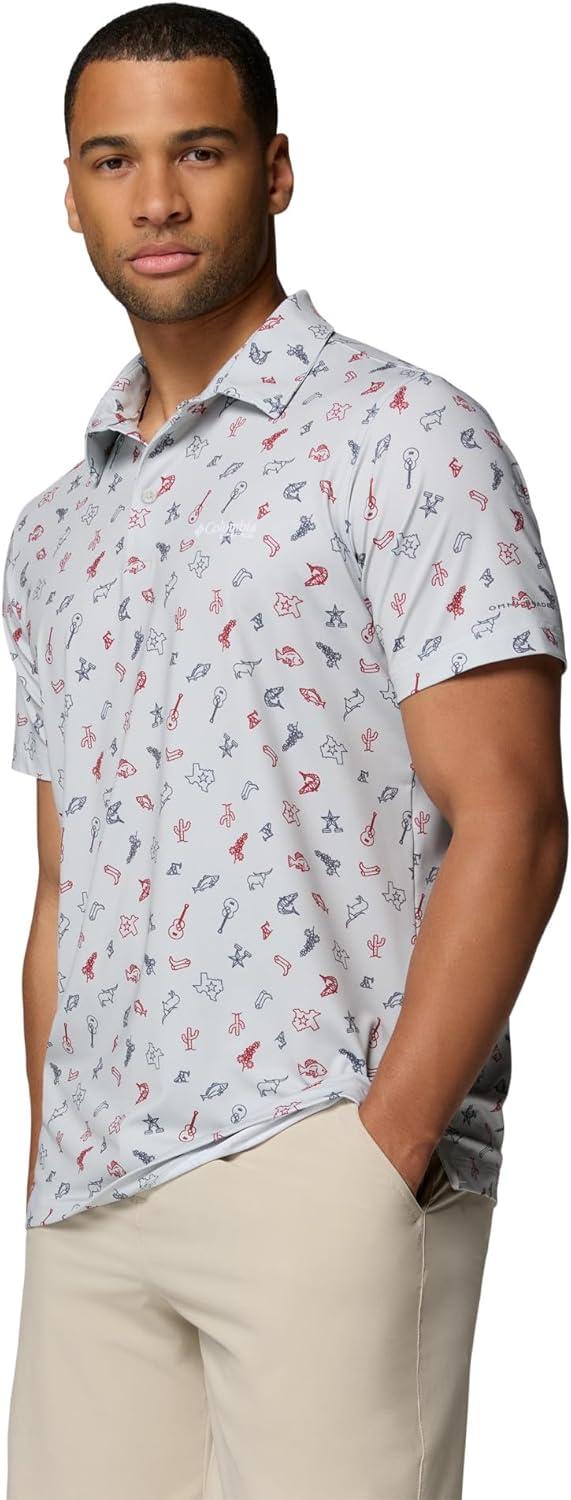 imageColumbia Mens PFG Super Slack Tide II Stretch PoloCool Grey Take Me to Texas