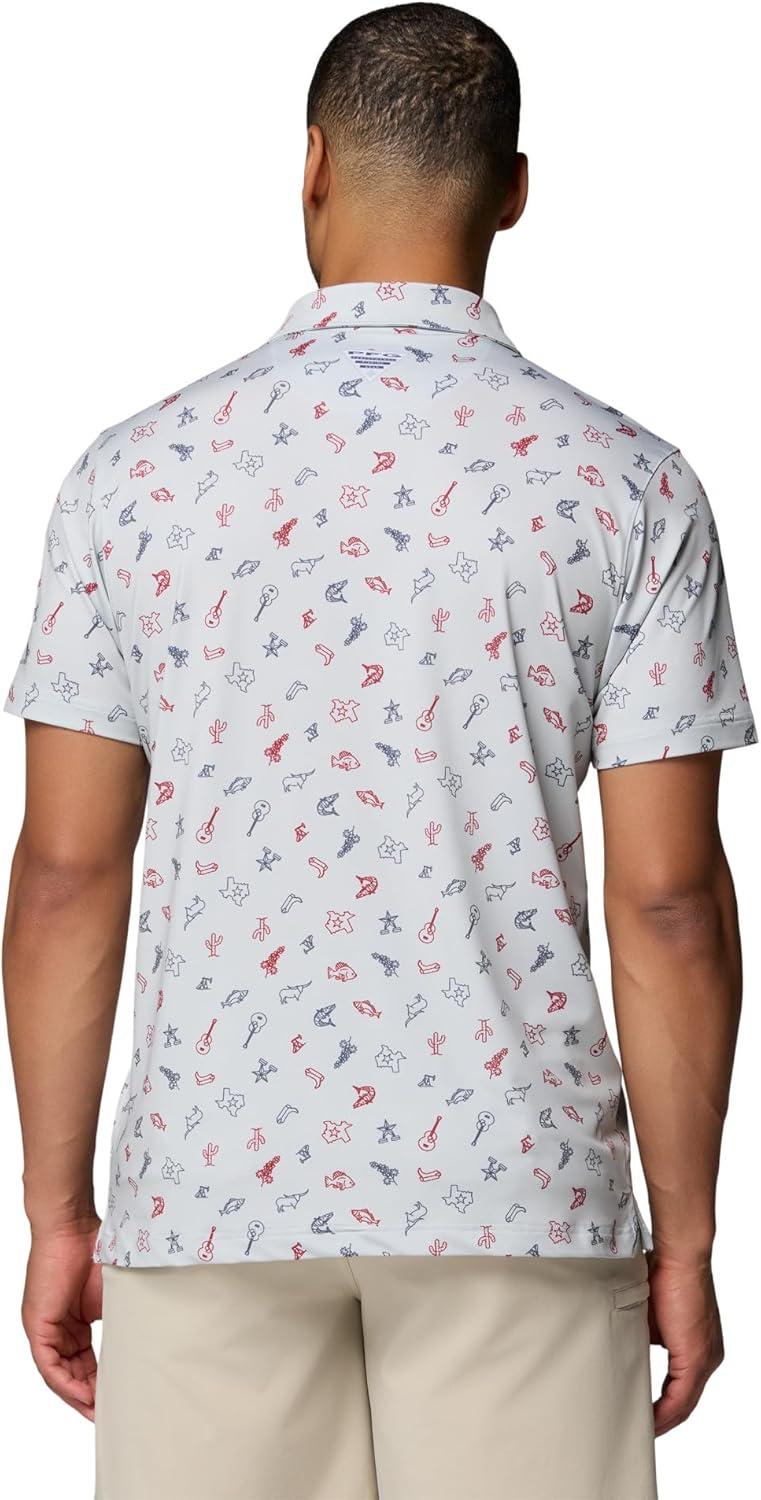 imageColumbia Mens PFG Super Slack Tide II Stretch PoloCool Grey Take Me to Texas