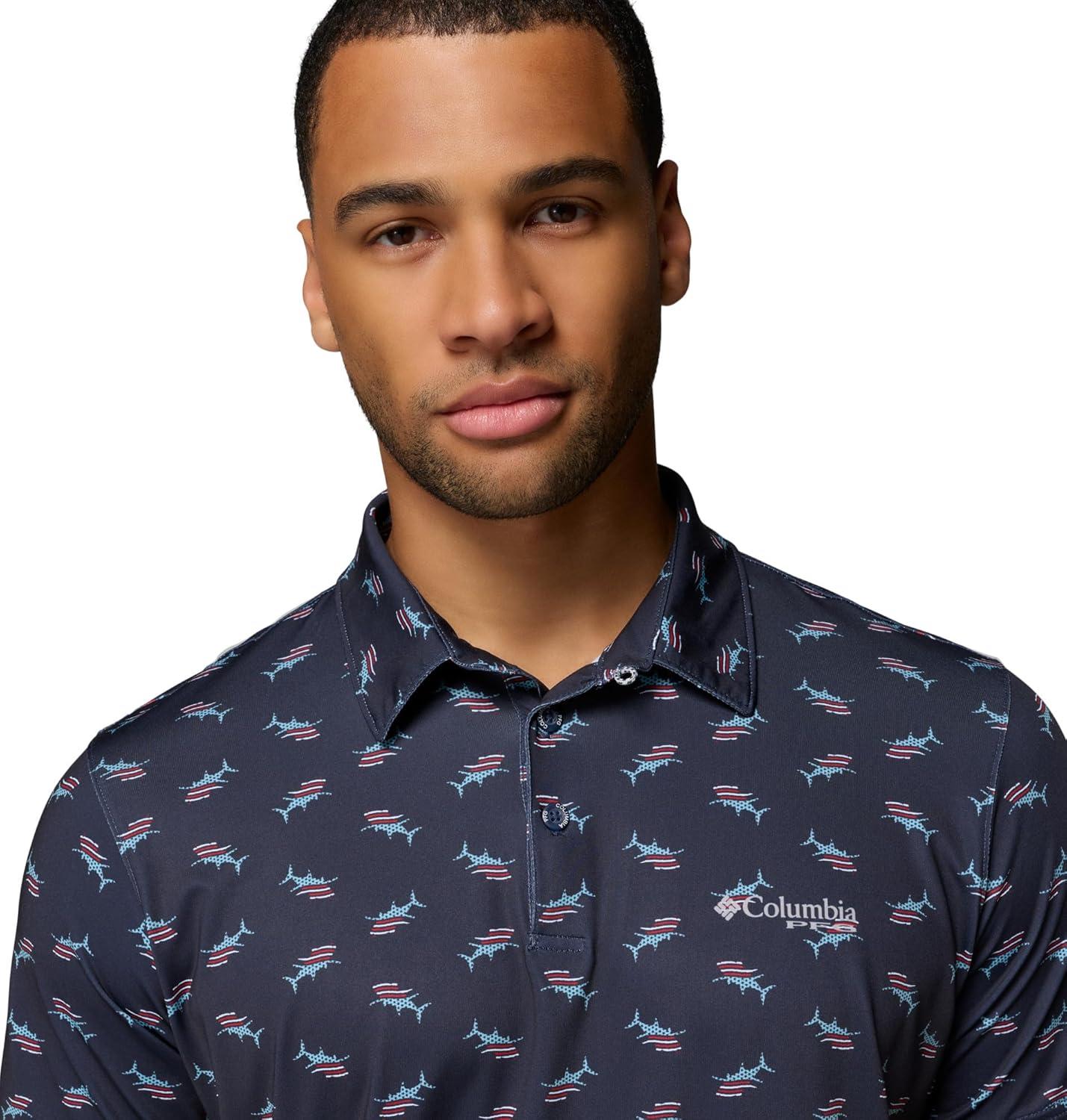 imageColumbia Mens PFG Super Slack Tide II Stretch PoloNocturnal Bluefin Pride