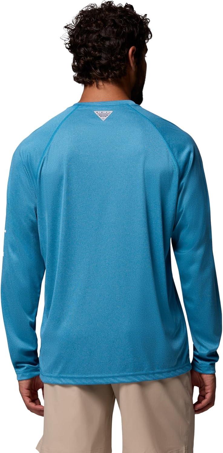 imageColumbia Mens PFG Terminal Tackle Long Sleeve ShirtBlue Echo HeatherWhite Logo