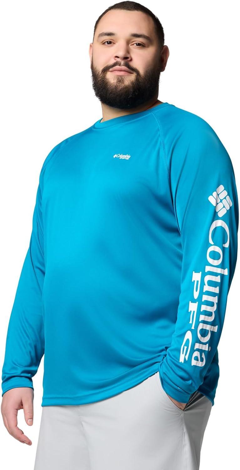 imageColumbia Mens PFG Terminal Tackle Long Sleeve ShirtBlue EchoWhite Logo