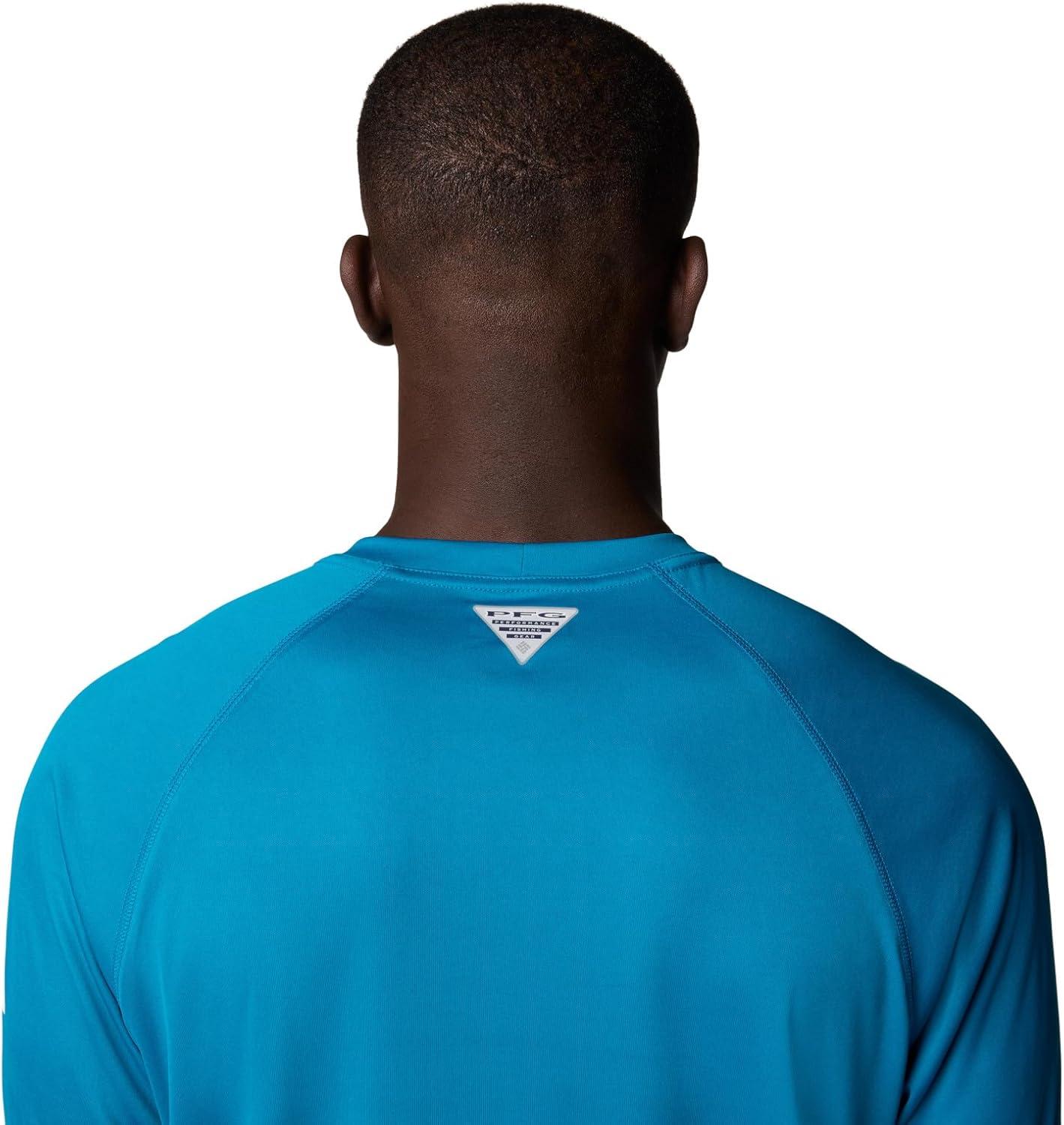 imageColumbia Mens PFG Terminal Tackle Long Sleeve ShirtBlue EchoWhite Logo