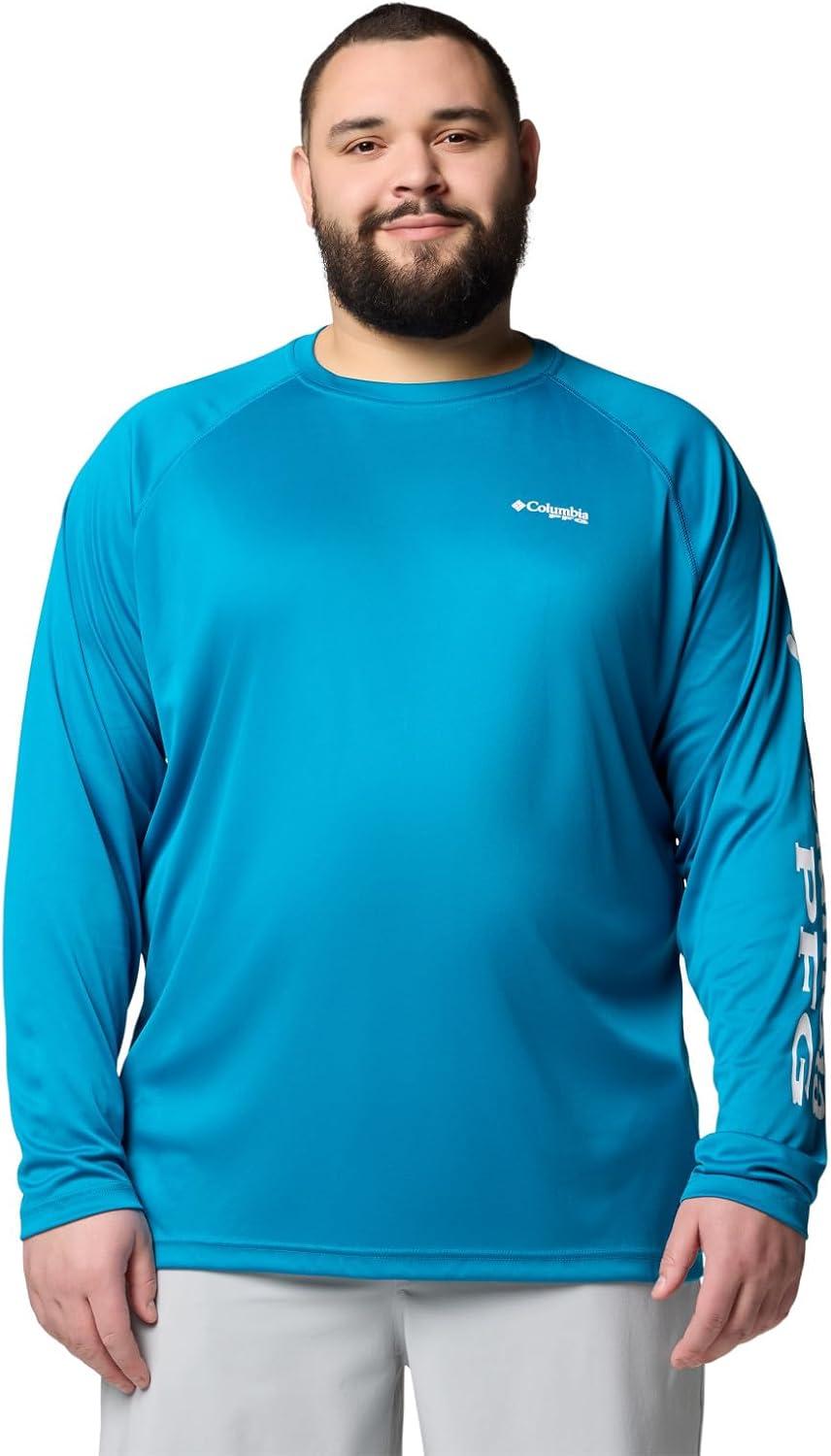 imageColumbia Mens PFG Terminal Tackle Long Sleeve ShirtBlue EchoWhite Logo