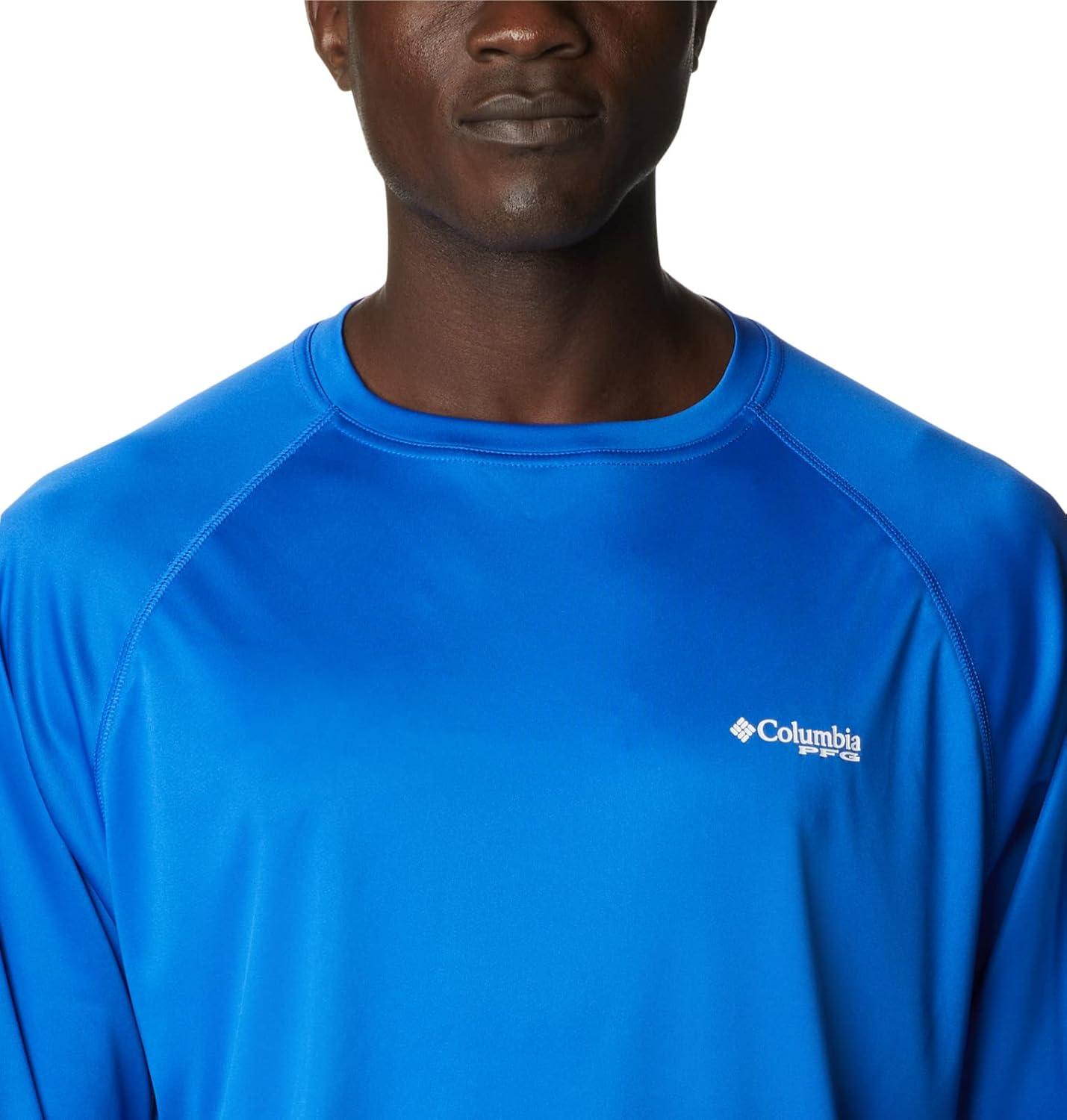 imageColumbia Mens PFG Terminal Tackle Long Sleeve ShirtBlue MacawWhite Logo