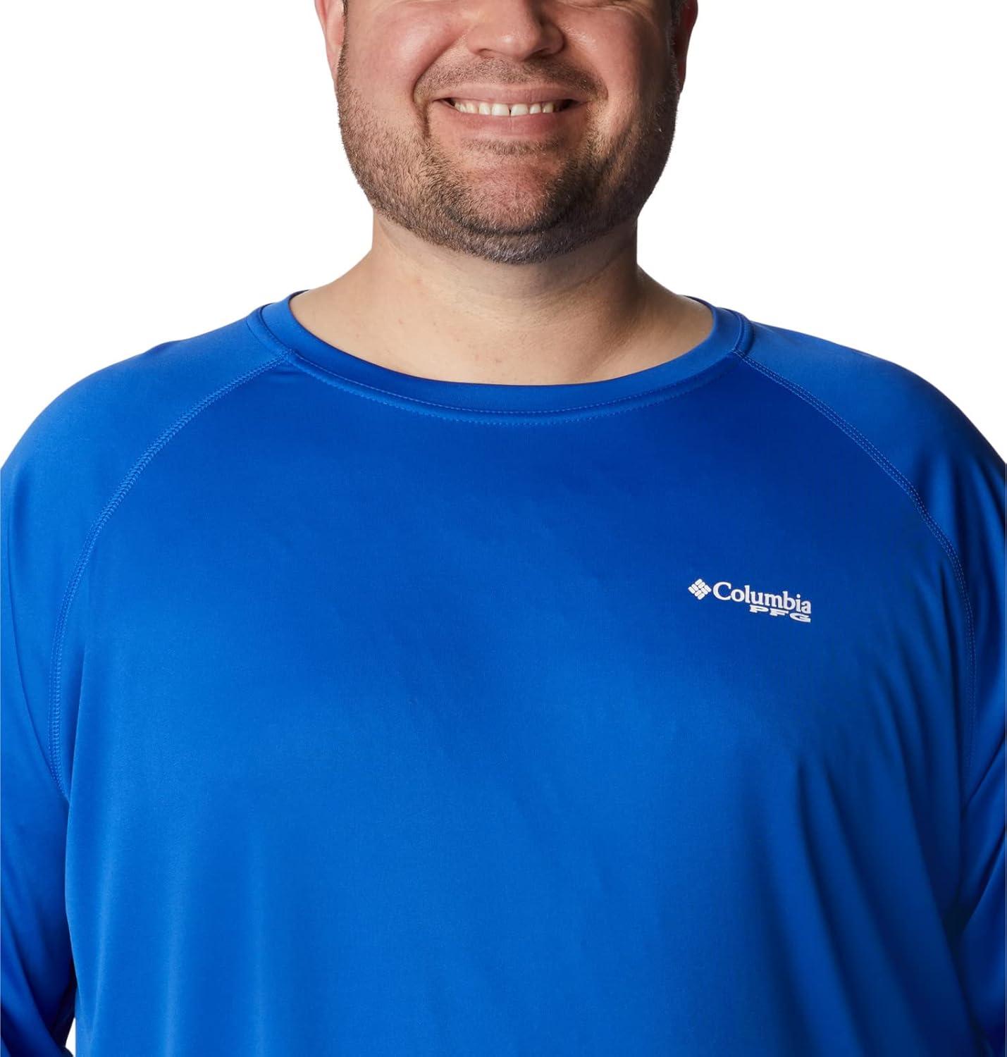 imageColumbia Mens PFG Terminal Tackle Long Sleeve ShirtBlue MacawWhite Logo