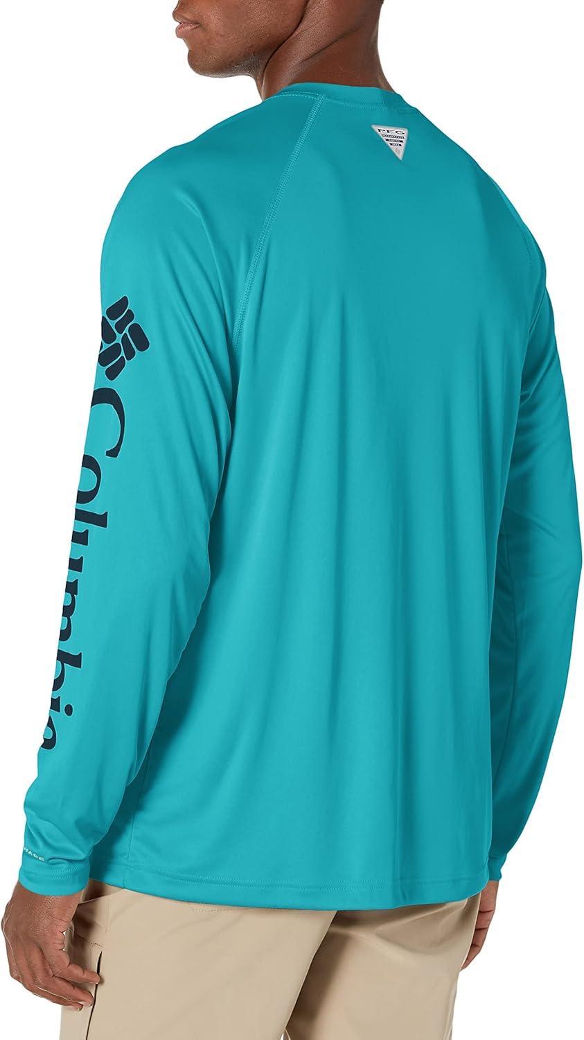 imageColumbia Mens PFG Terminal Tackle Long Sleeve ShirtBright AquaCollegiate Navy Logo