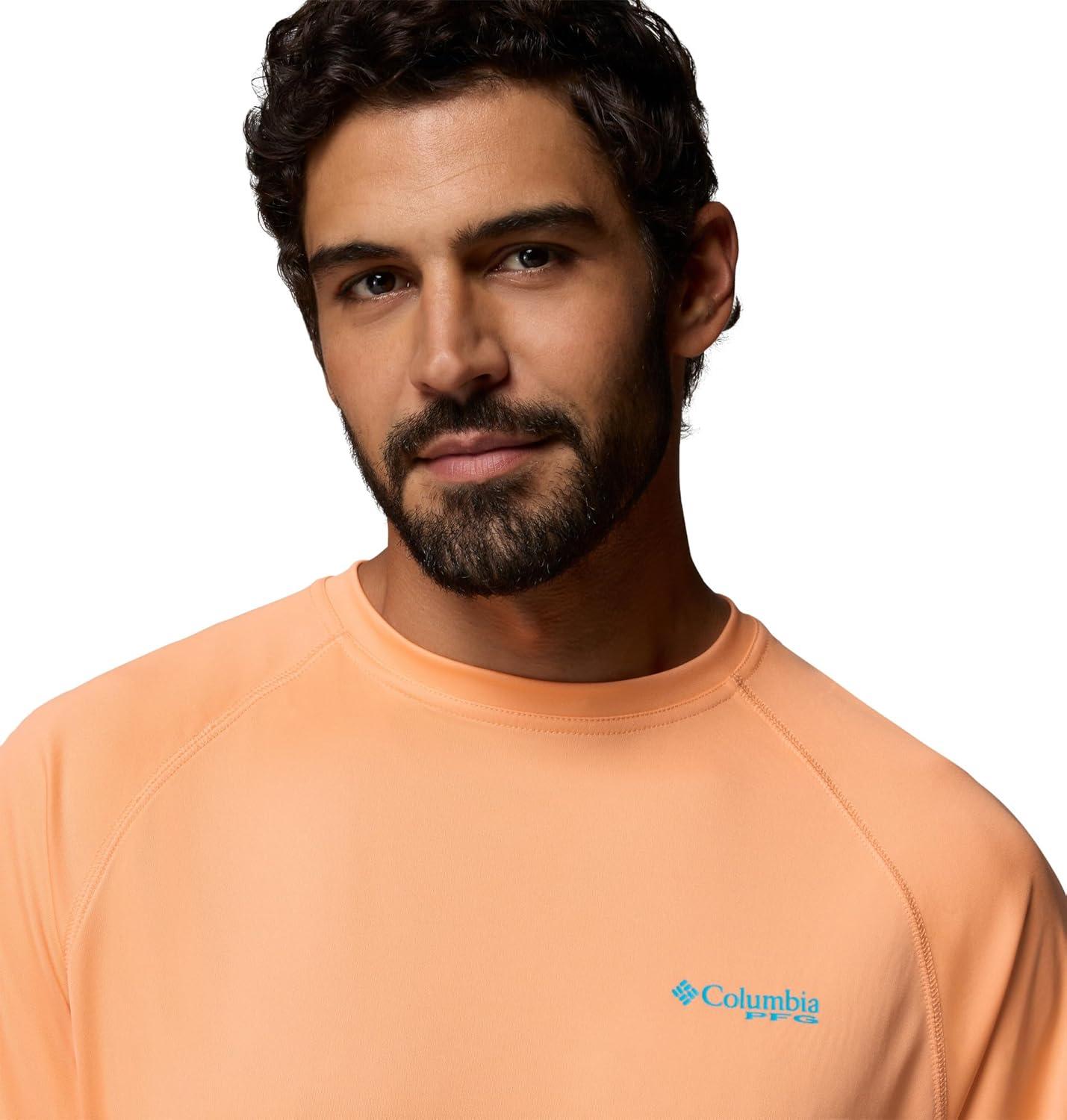 imageColumbia Mens PFG Terminal Tackle Long Sleeve ShirtBright NectarOcean Teal Logo