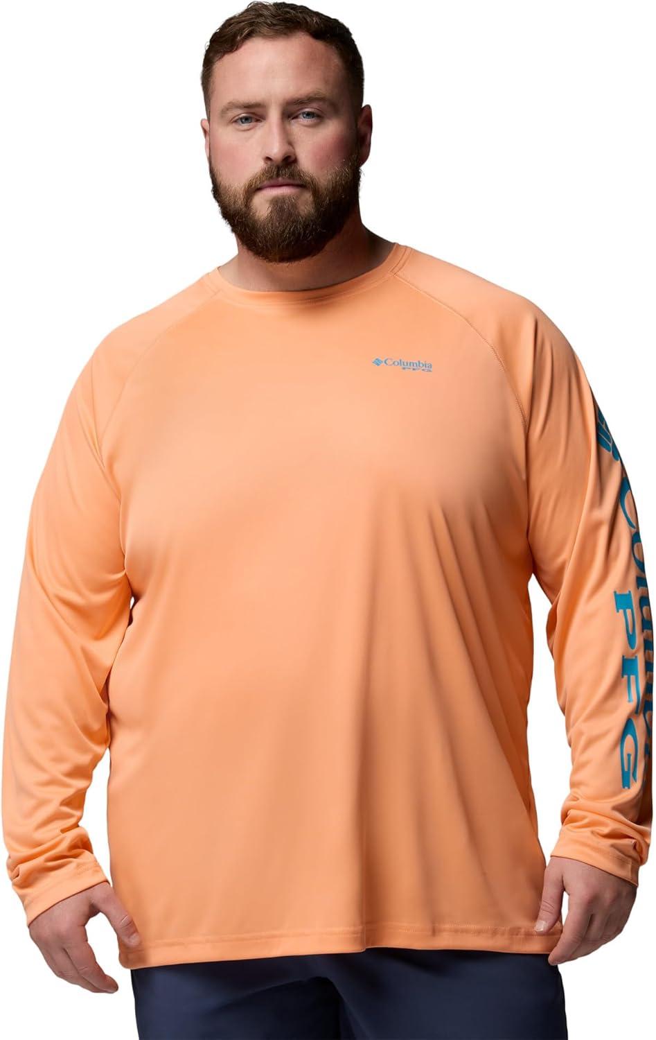 imageColumbia Mens PFG Terminal Tackle Long Sleeve ShirtBright NectarOcean Teal Logo
