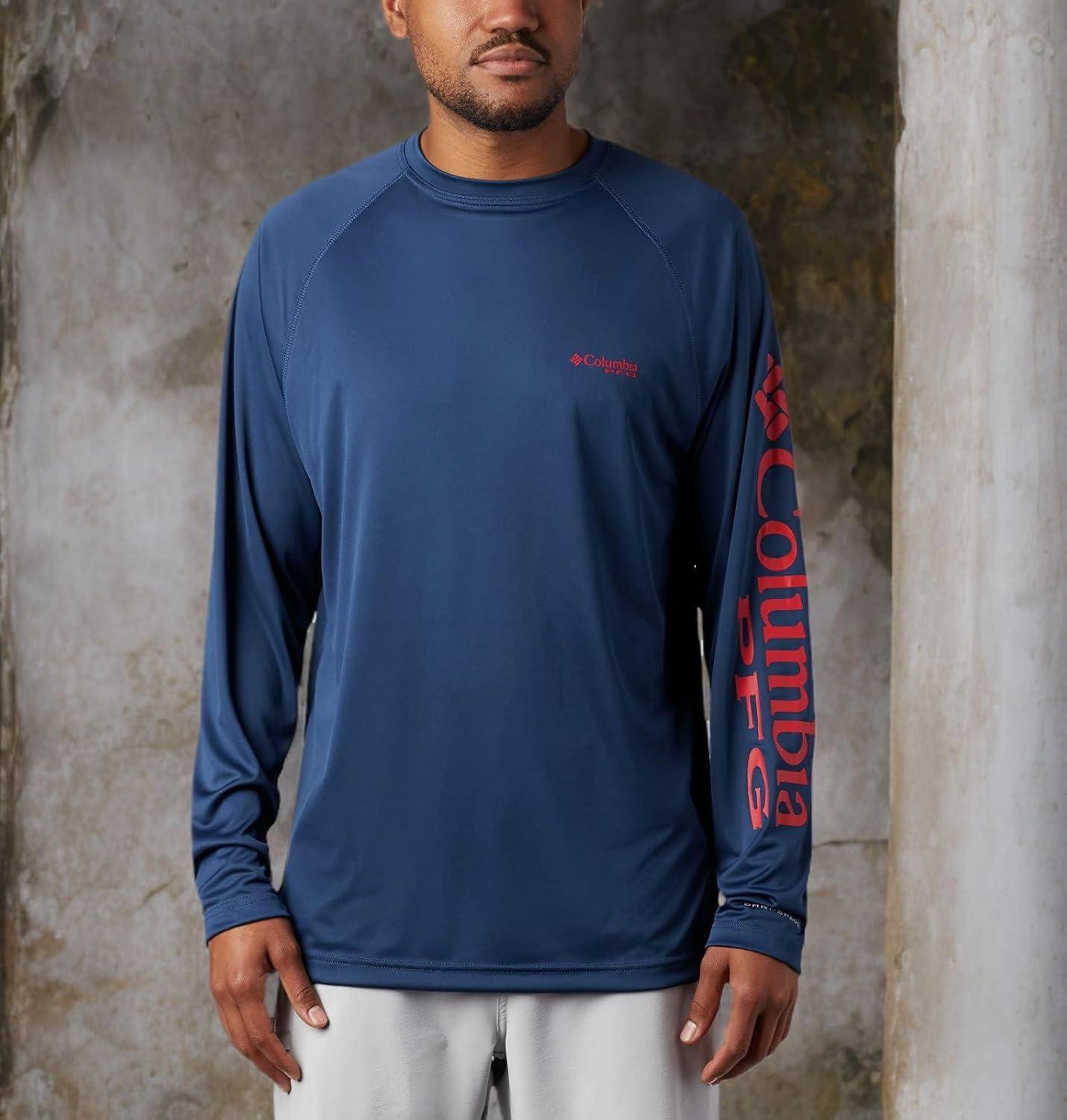 imageColumbia Mens PFG Terminal Tackle Long Sleeve ShirtCarbonRed Spark Logo