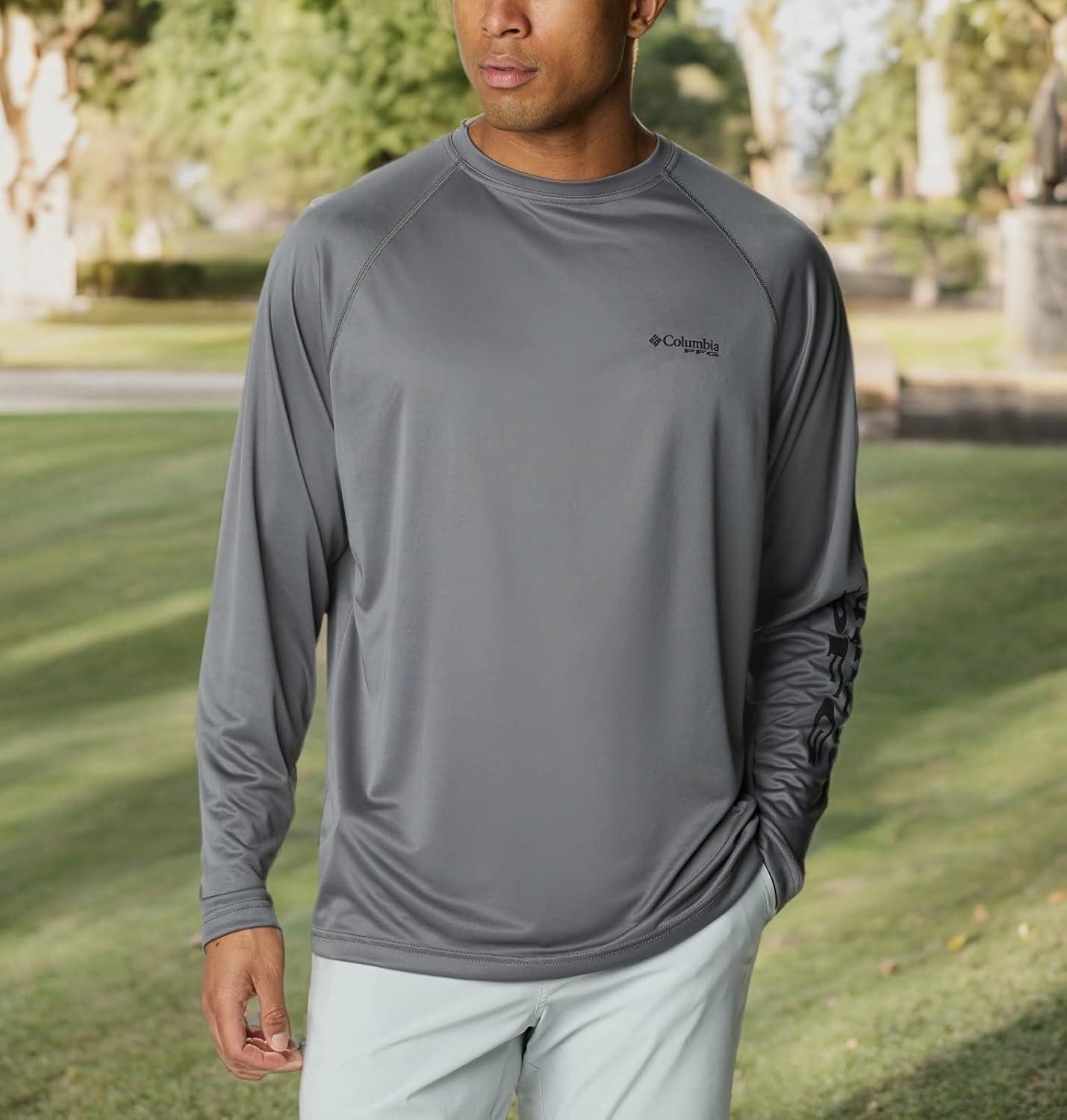 imageColumbia Mens PFG Terminal Tackle Long Sleeve ShirtCity GreyBlack Logo