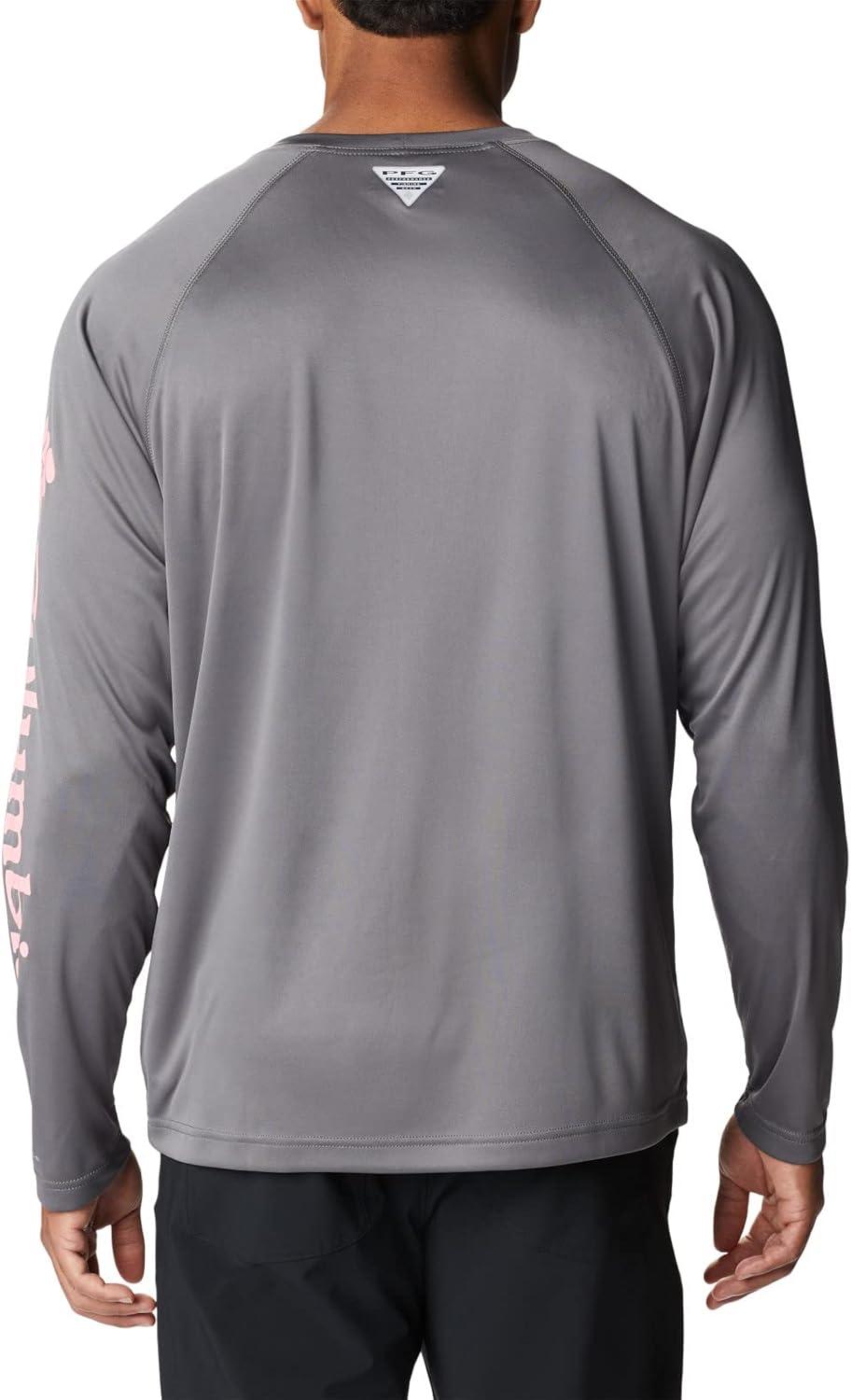 imageColumbia Mens PFG Terminal Tackle Long Sleeve ShirtCity GreyPink Pop Logo