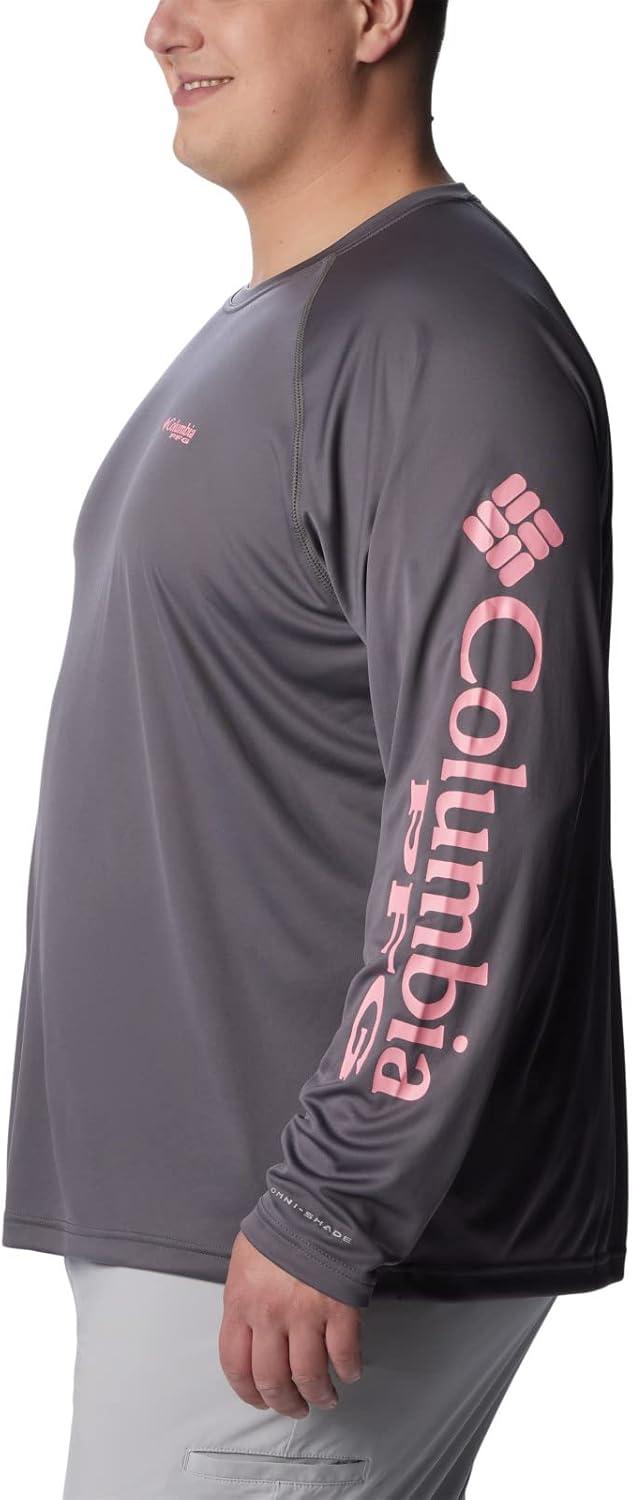 imageColumbia Mens PFG Terminal Tackle Long Sleeve ShirtCity GreyPink Pop Logo