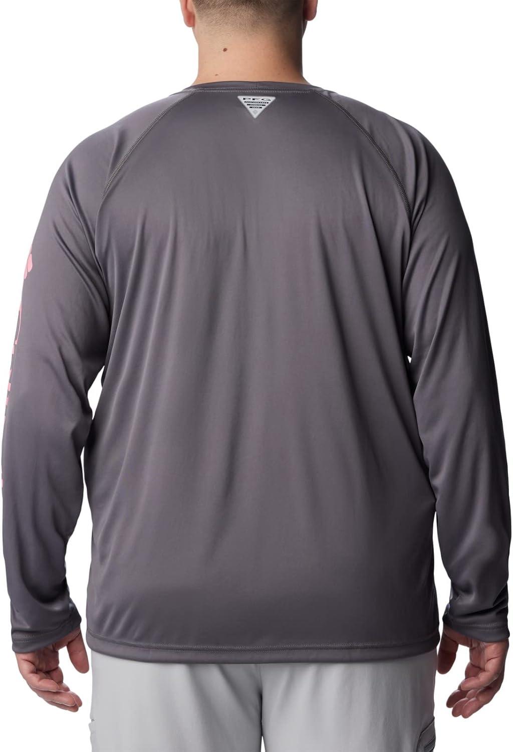 imageColumbia Mens PFG Terminal Tackle Long Sleeve ShirtCity GreyPink Pop Logo