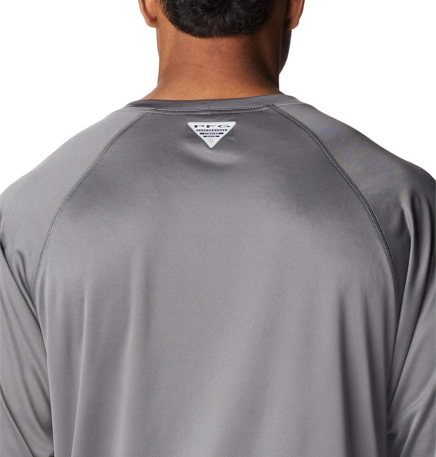 imageColumbia Mens PFG Terminal Tackle Long Sleeve ShirtCity GreyPink Pop Logo