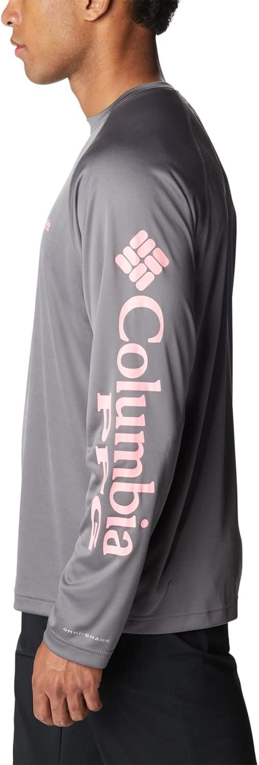 imageColumbia Mens PFG Terminal Tackle Long Sleeve ShirtCity GreyPink Pop Logo