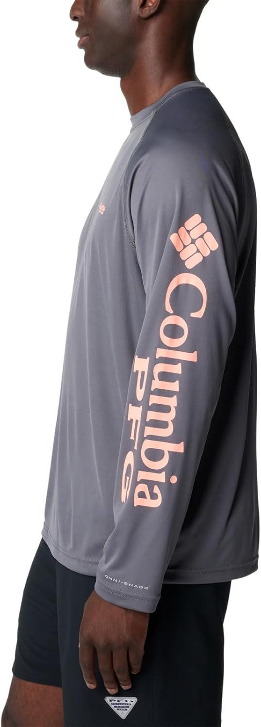 imageColumbia Mens PFG Terminal Tackle Long Sleeve ShirtCity GreyTiki Pink Logo