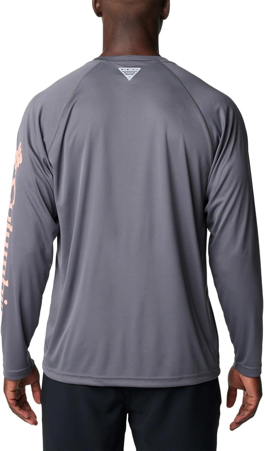 imageColumbia Mens PFG Terminal Tackle Long Sleeve ShirtCity GreyTiki Pink Logo