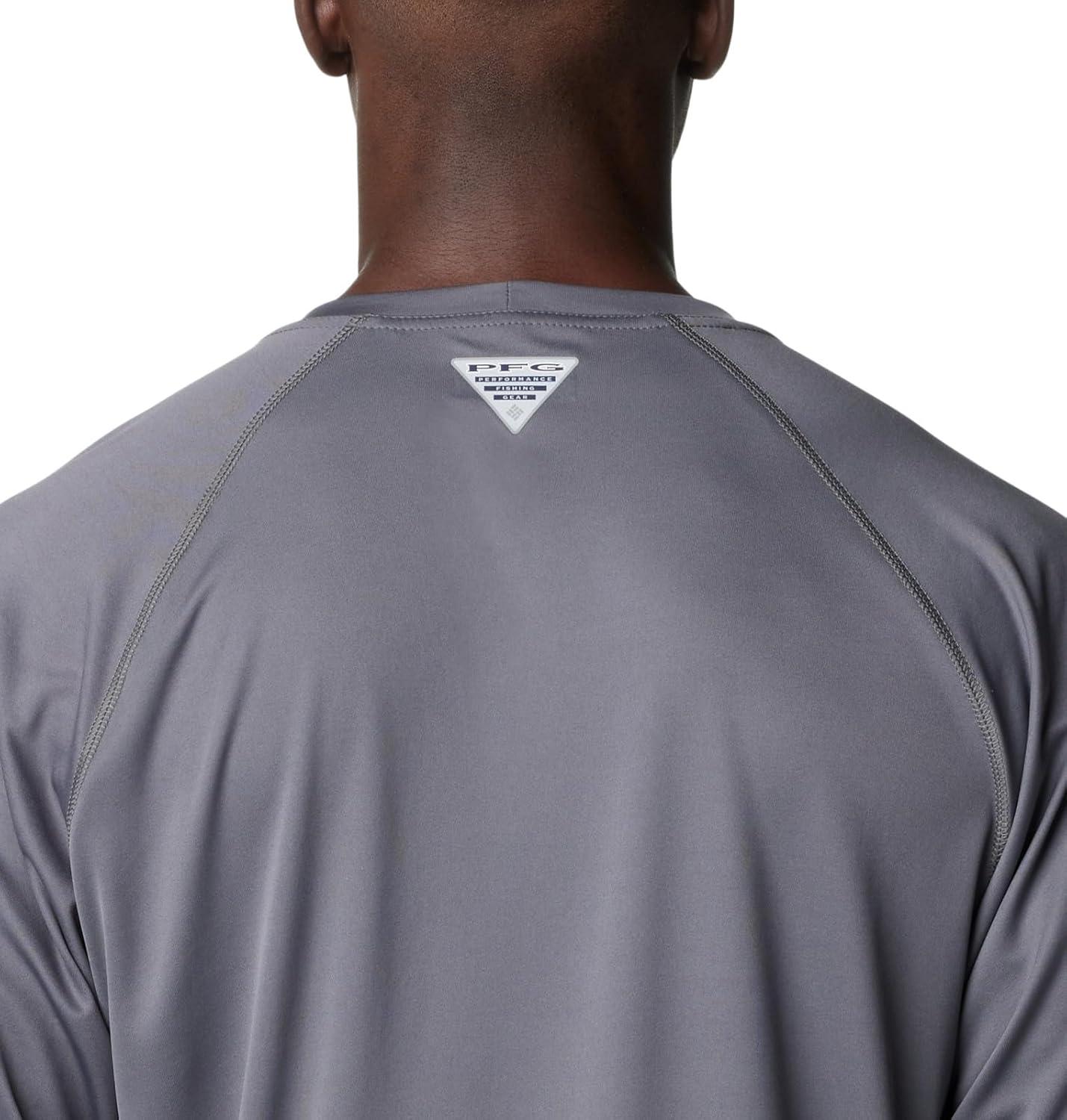 imageColumbia Mens PFG Terminal Tackle Long Sleeve ShirtCity GreyTiki Pink Logo