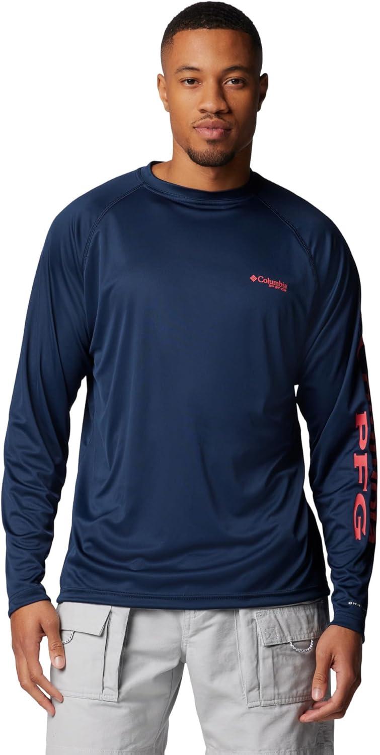 imageColumbia Mens PFG Terminal Tackle Long Sleeve ShirtCollegiate NavySunset Red Logo