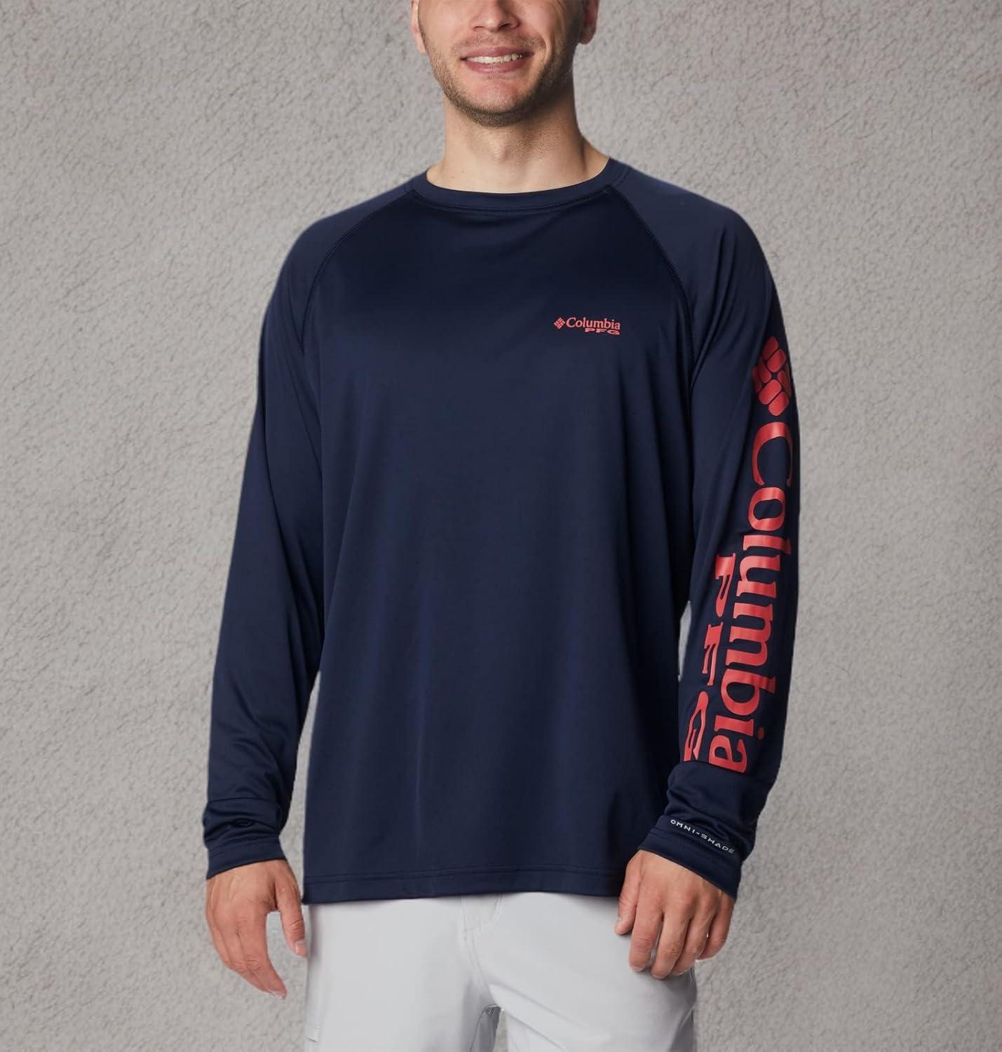 imageColumbia Mens PFG Terminal Tackle Long Sleeve ShirtCollegiate NavySunset Red Logo