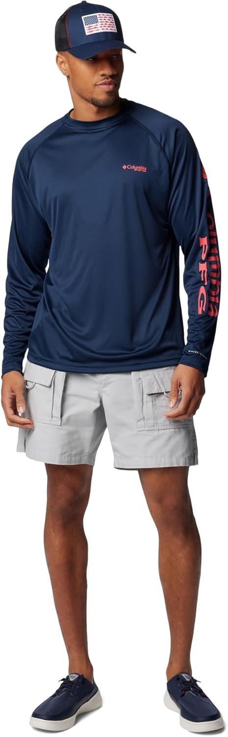 imageColumbia Mens PFG Terminal Tackle Long Sleeve ShirtCollegiate NavySunset Red Logo