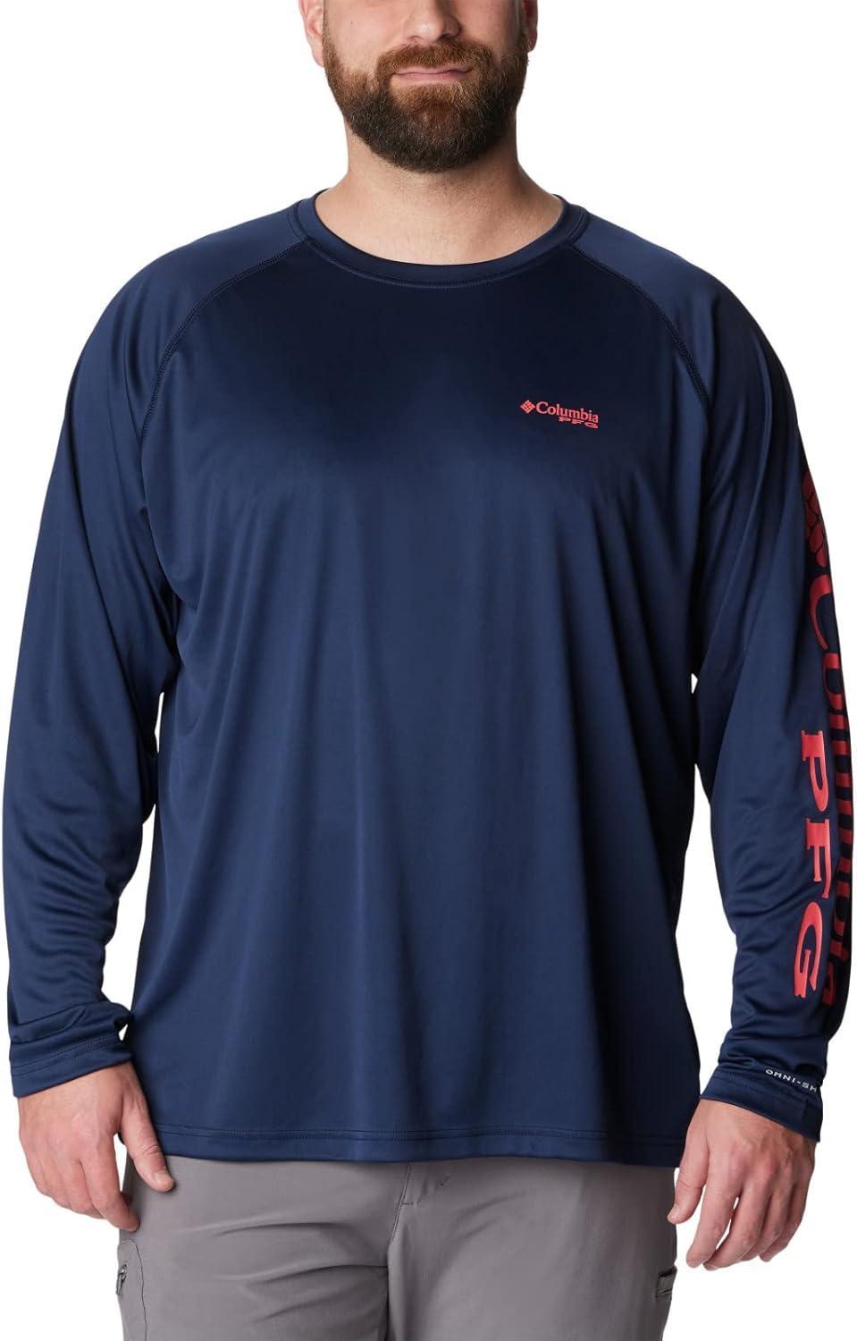 imageColumbia Mens PFG Terminal Tackle Long Sleeve ShirtCollegiate NavySunset Red Logo
