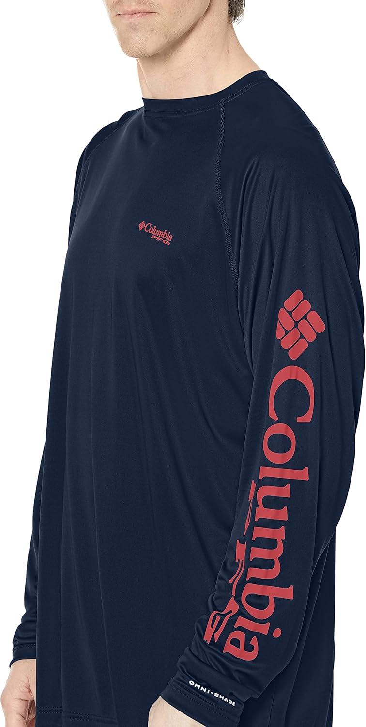 imageColumbia Mens PFG Terminal Tackle Long Sleeve ShirtCollegiate NavySunset Red Logo