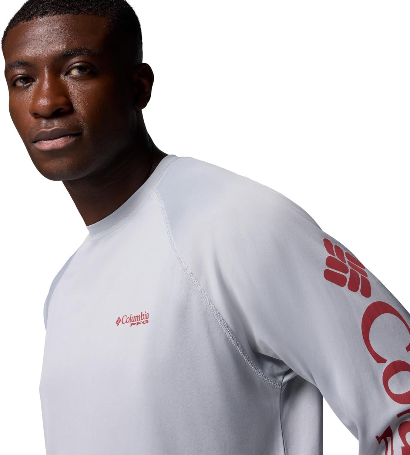 imageColumbia Mens PFG Terminal Tackle Long Sleeve ShirtCool GreyDusty Crimson Logo