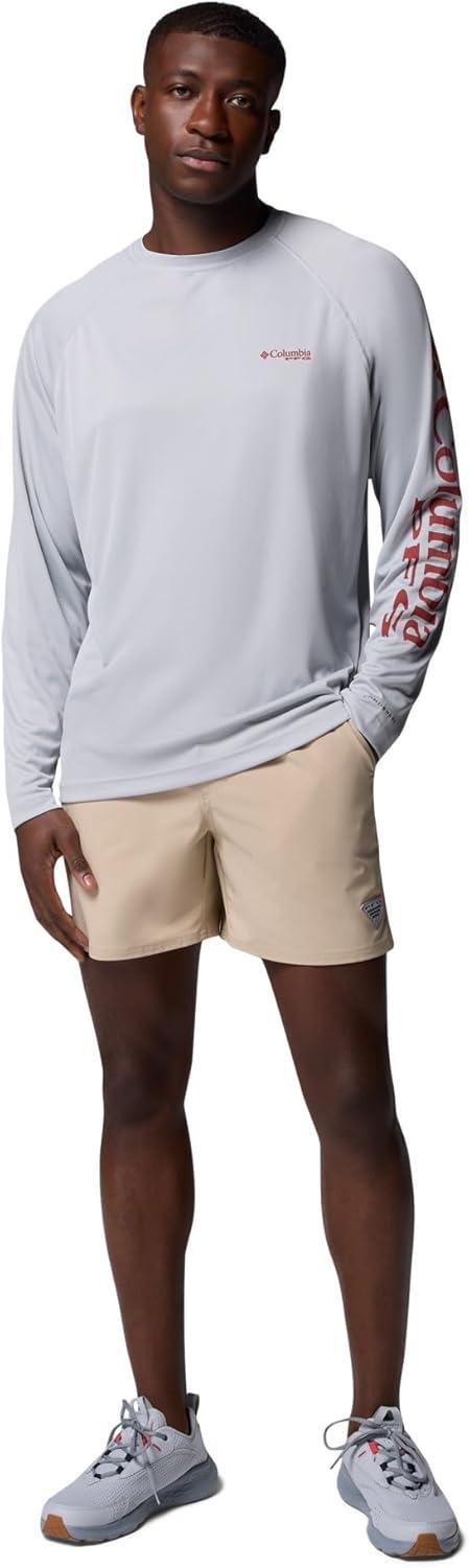 imageColumbia Mens PFG Terminal Tackle Long Sleeve ShirtCool GreyDusty Crimson Logo