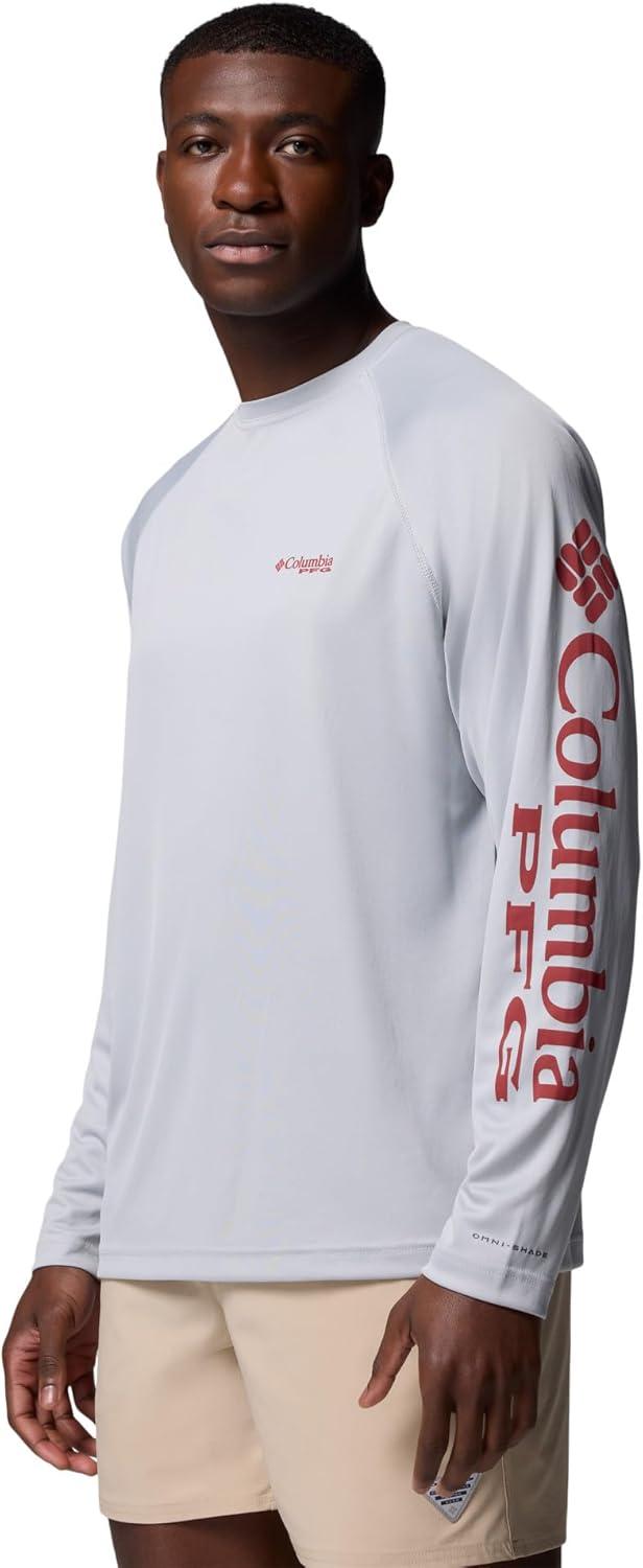 imageColumbia Mens PFG Terminal Tackle Long Sleeve ShirtCool GreyDusty Crimson Logo