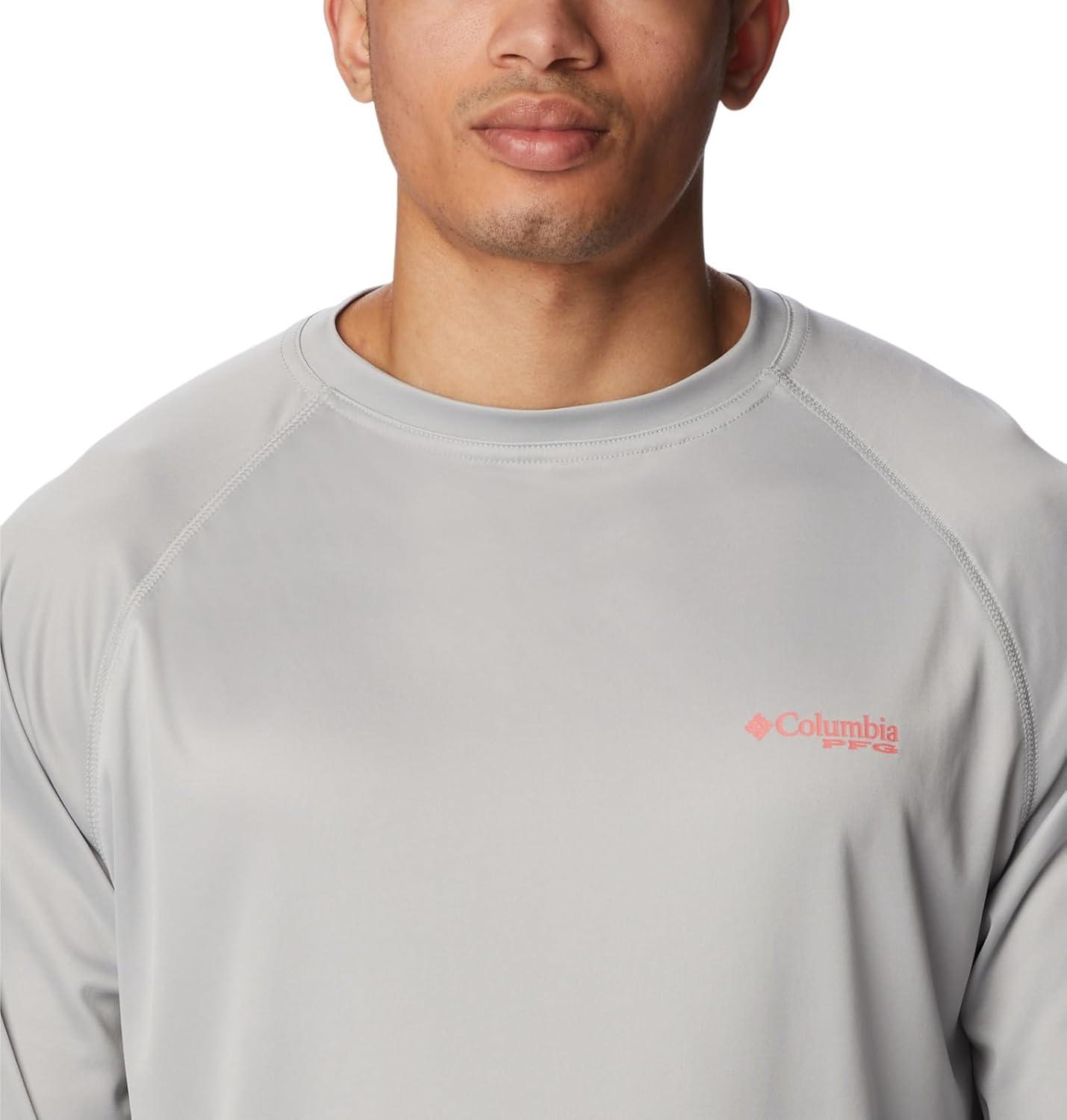 imageColumbia Mens PFG Terminal Tackle Long Sleeve ShirtCool GreySalmon Logo