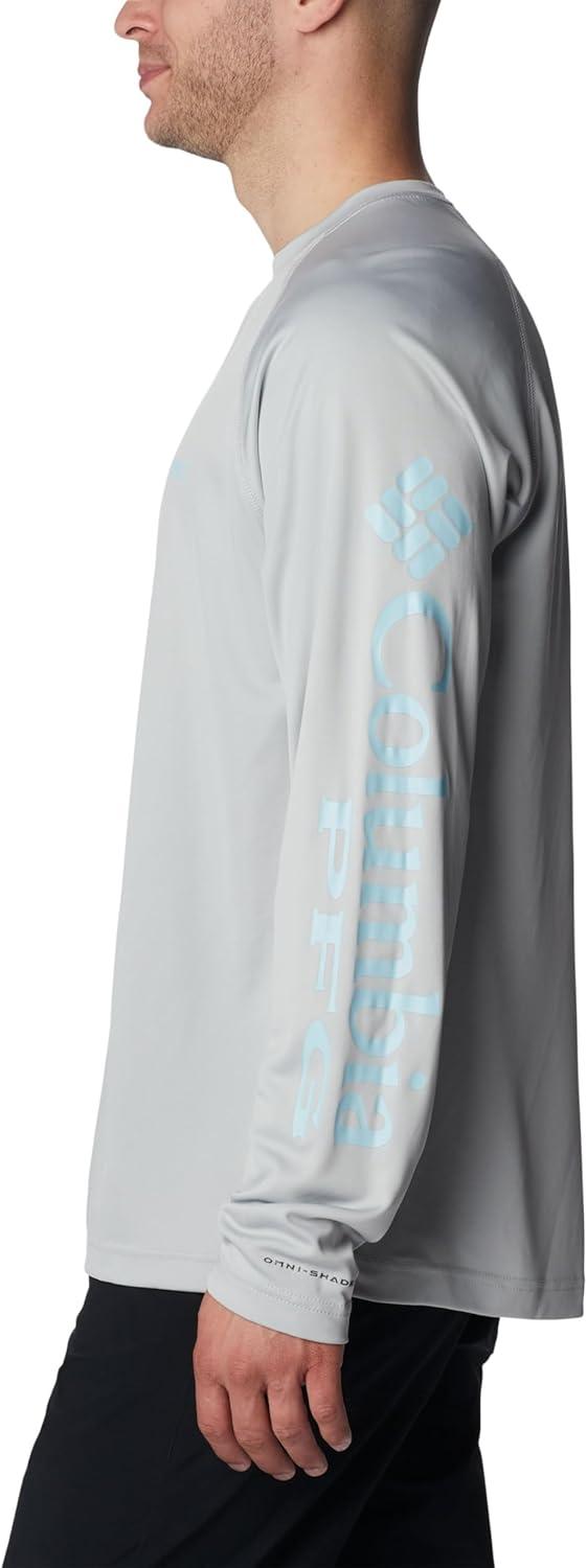 imageColumbia Mens PFG Terminal Tackle Long Sleeve ShirtCool GreySpring Blue Logo