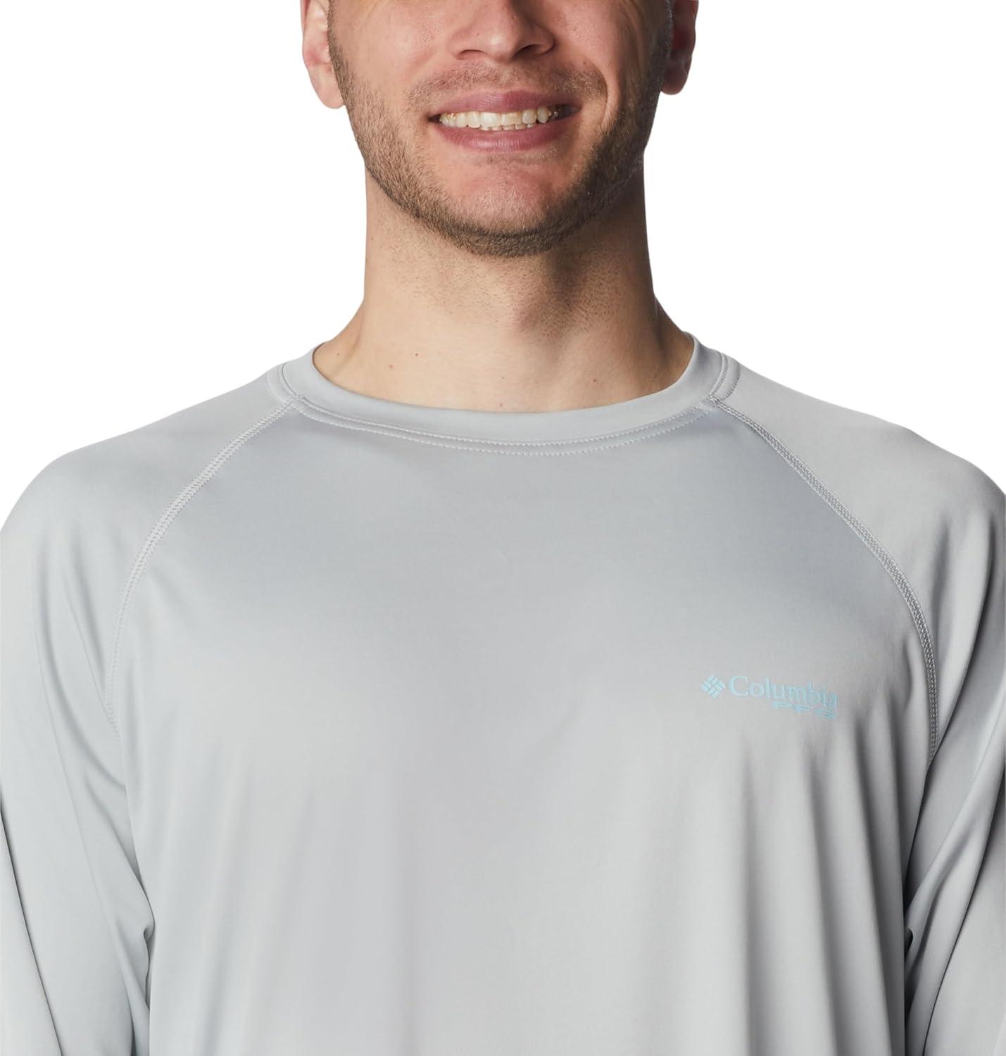 imageColumbia Mens PFG Terminal Tackle Long Sleeve ShirtCool GreySpring Blue Logo