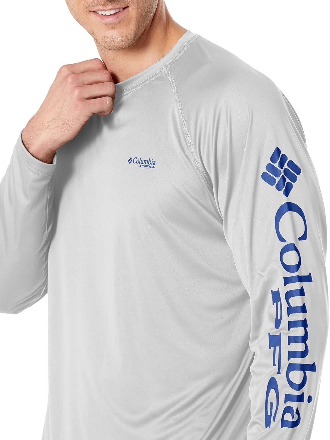 imageColumbia Mens PFG Terminal Tackle Long Sleeve ShirtCool GreyVivid Blue Logo