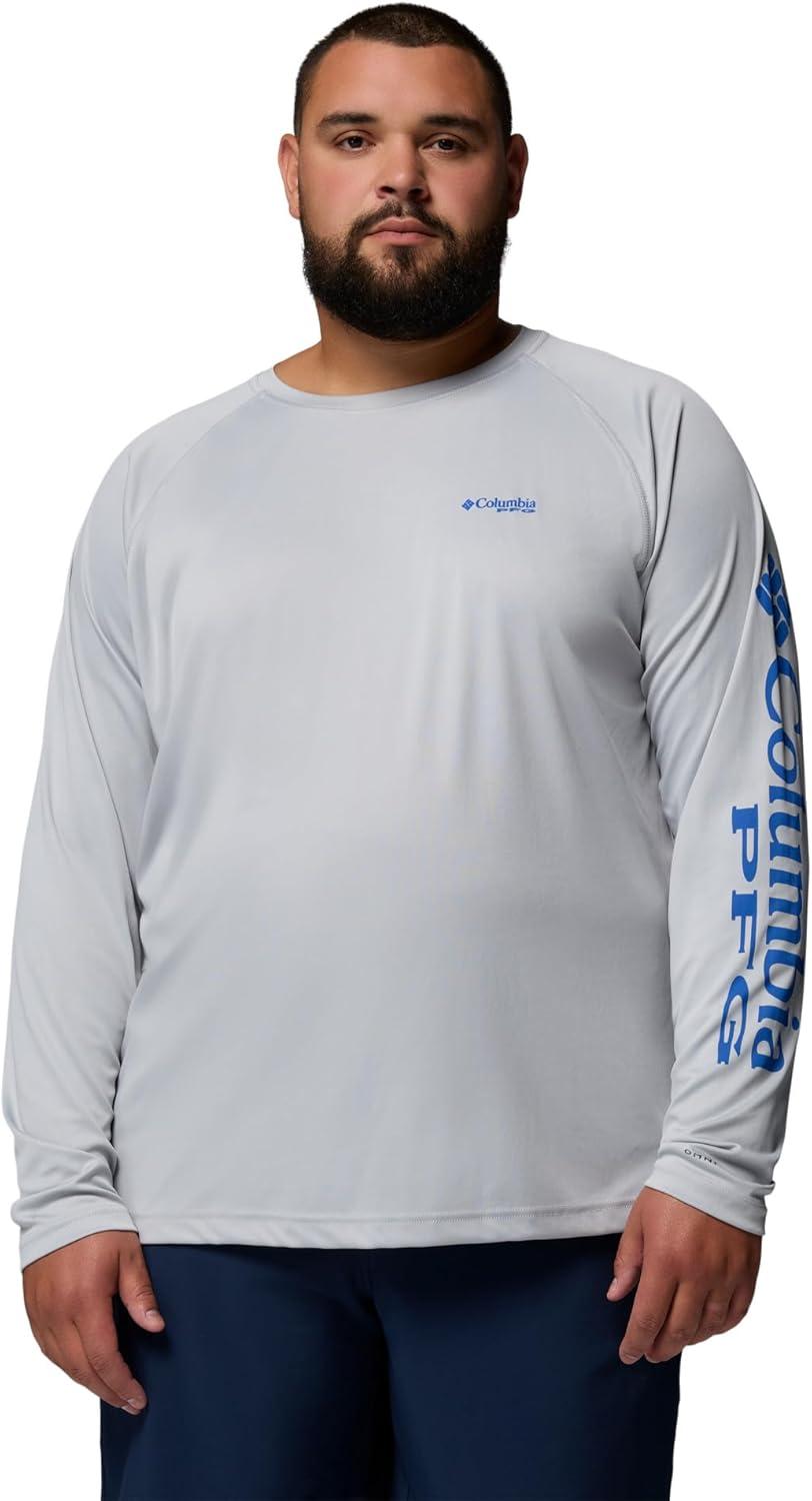 imageColumbia Mens PFG Terminal Tackle Long Sleeve ShirtCool GreyVivid Blue Logo