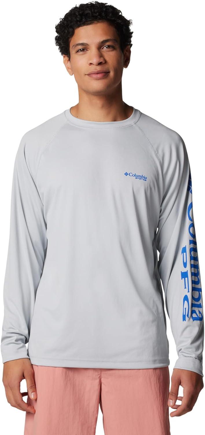 imageColumbia Mens PFG Terminal Tackle Long Sleeve ShirtCool GreyVivid Blue Logo