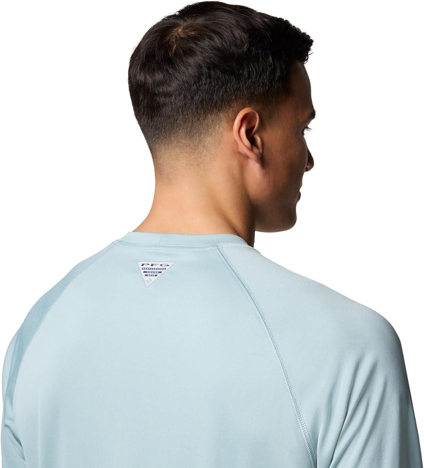imageColumbia Mens PFG Terminal Tackle Long Sleeve ShirtCrushed BlueFaded Peach Logo