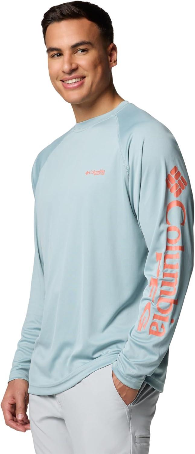 imageColumbia Mens PFG Terminal Tackle Long Sleeve ShirtCrushed BlueFaded Peach Logo