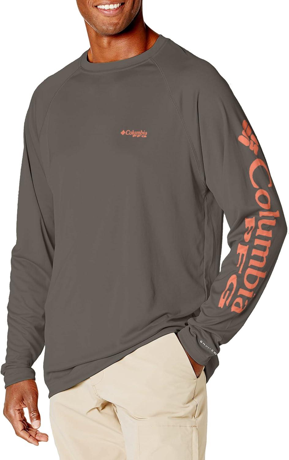 imageColumbia Mens PFG Terminal Tackle Long Sleeve ShirtCypressBright Peach Logo