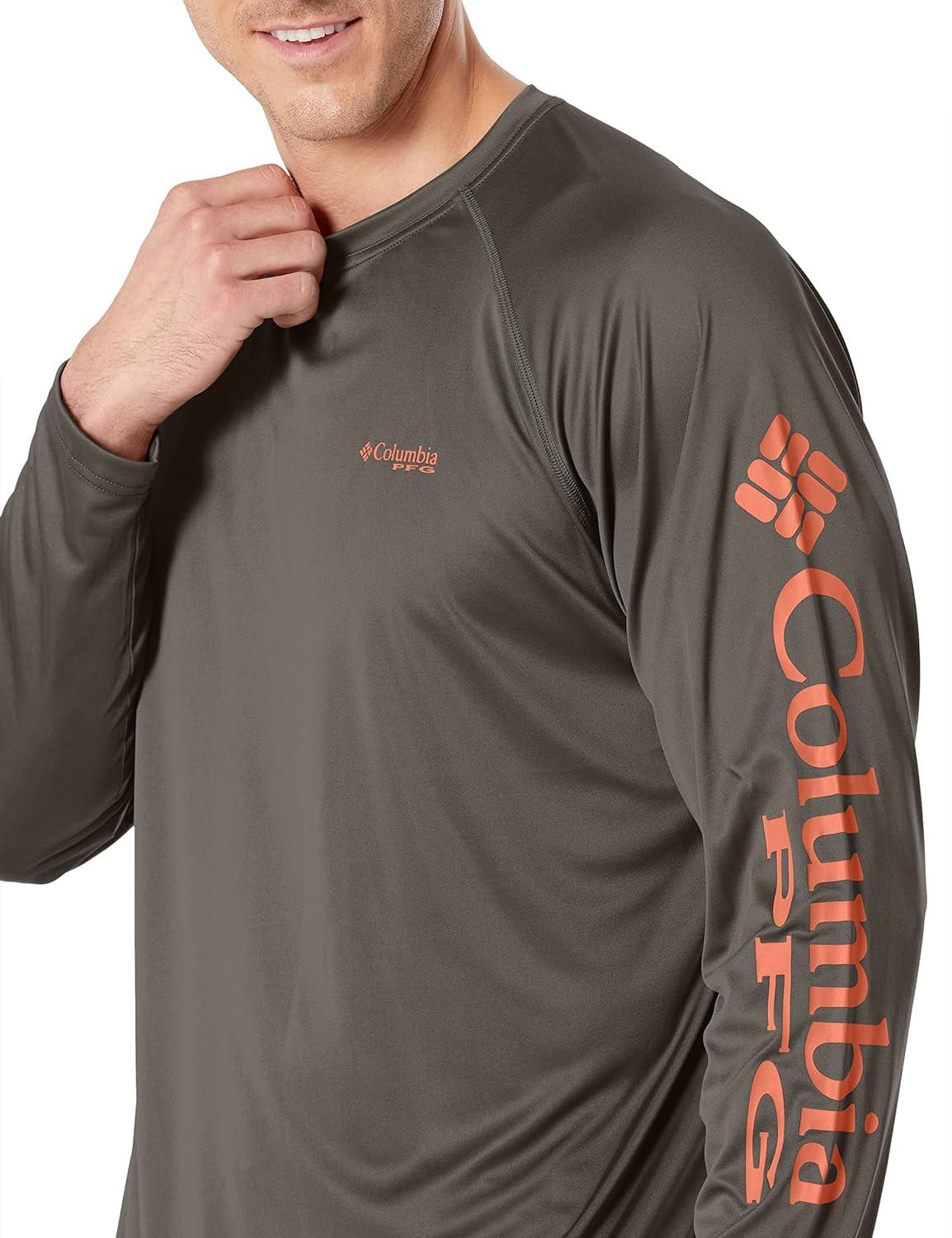 imageColumbia Mens PFG Terminal Tackle Long Sleeve ShirtCypressBright Peach Logo