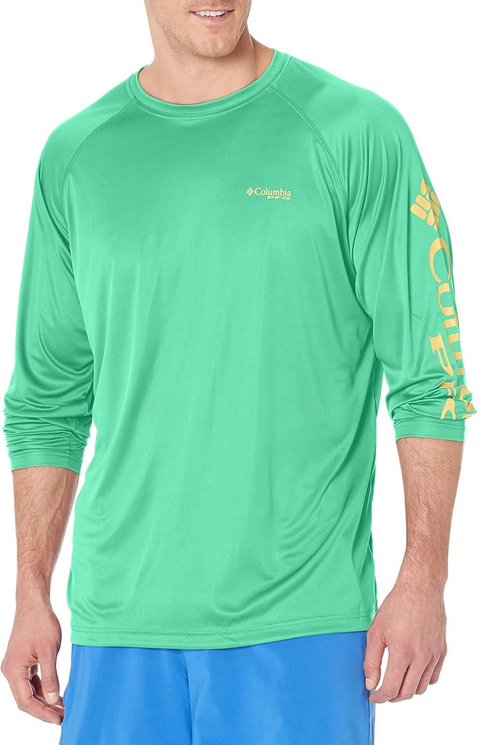 imageColumbia Mens PFG Terminal Tackle Long Sleeve ShirtDark LimeSunlit Logo