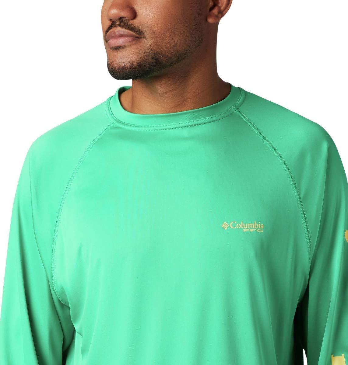 imageColumbia Mens PFG Terminal Tackle Long Sleeve ShirtDark LimeSunlit Logo