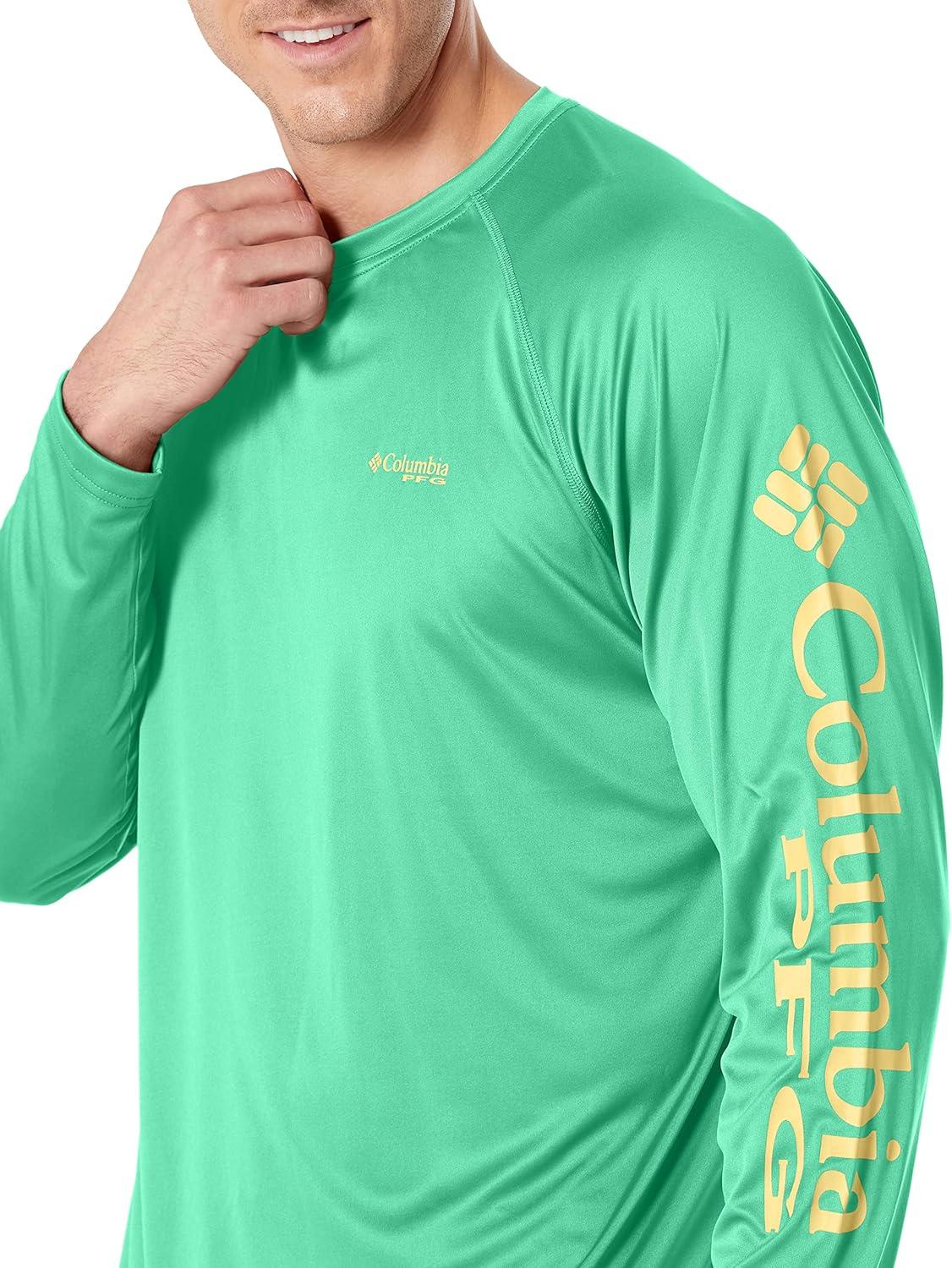 imageColumbia Mens PFG Terminal Tackle Long Sleeve ShirtDark LimeSunlit Logo
