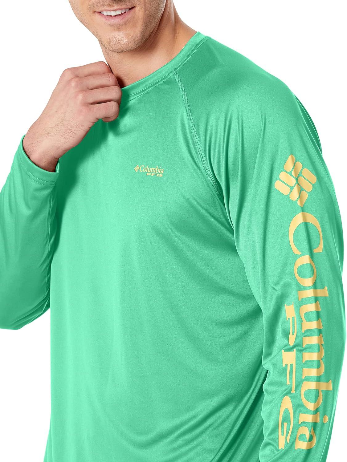 imageColumbia Mens PFG Terminal Tackle Long Sleeve ShirtDark LimeSunlit Logo