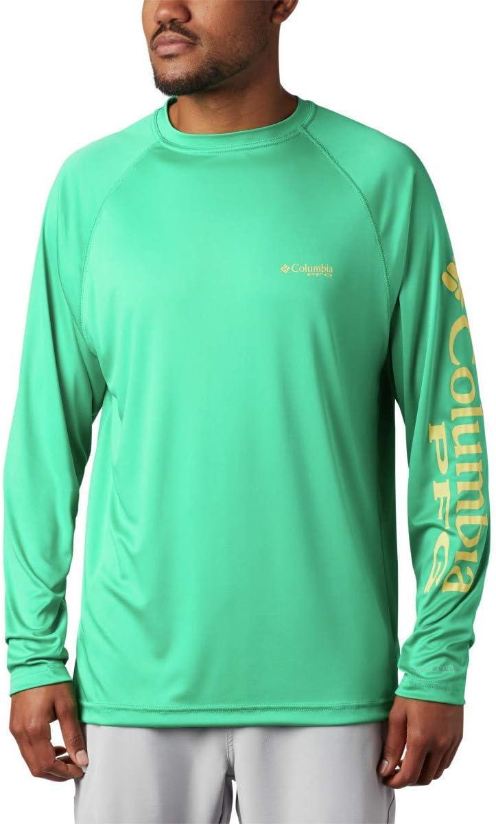 imageColumbia Mens PFG Terminal Tackle Long Sleeve ShirtDark LimeSunlit Logo