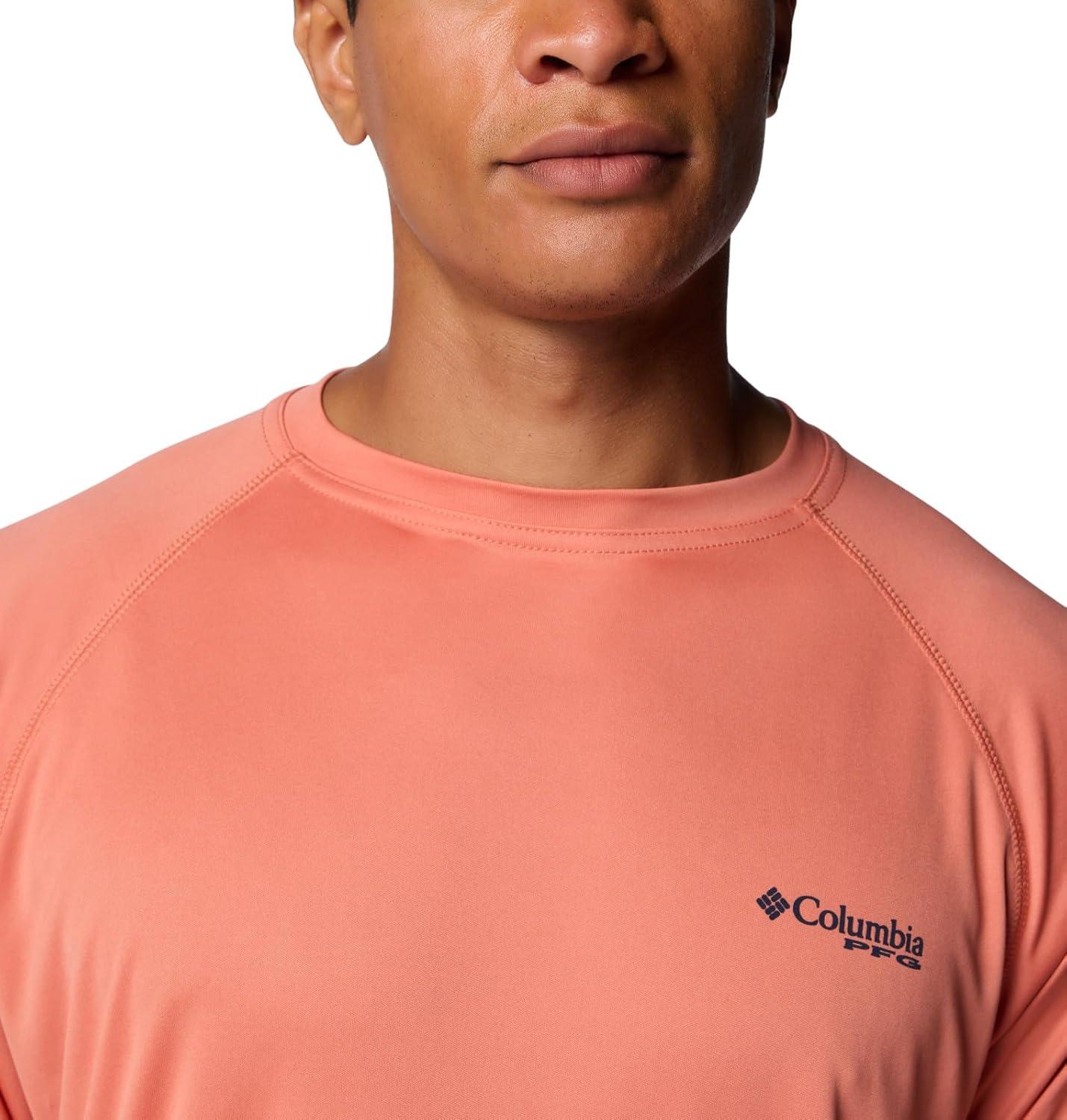 imageColumbia Mens PFG Terminal Tackle Long Sleeve ShirtFaded PeachCollegiate Navy Logo