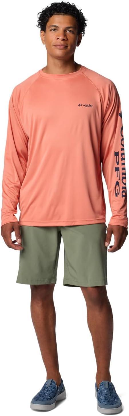 imageColumbia Mens PFG Terminal Tackle Long Sleeve ShirtFaded PeachCollegiate Navy Logo