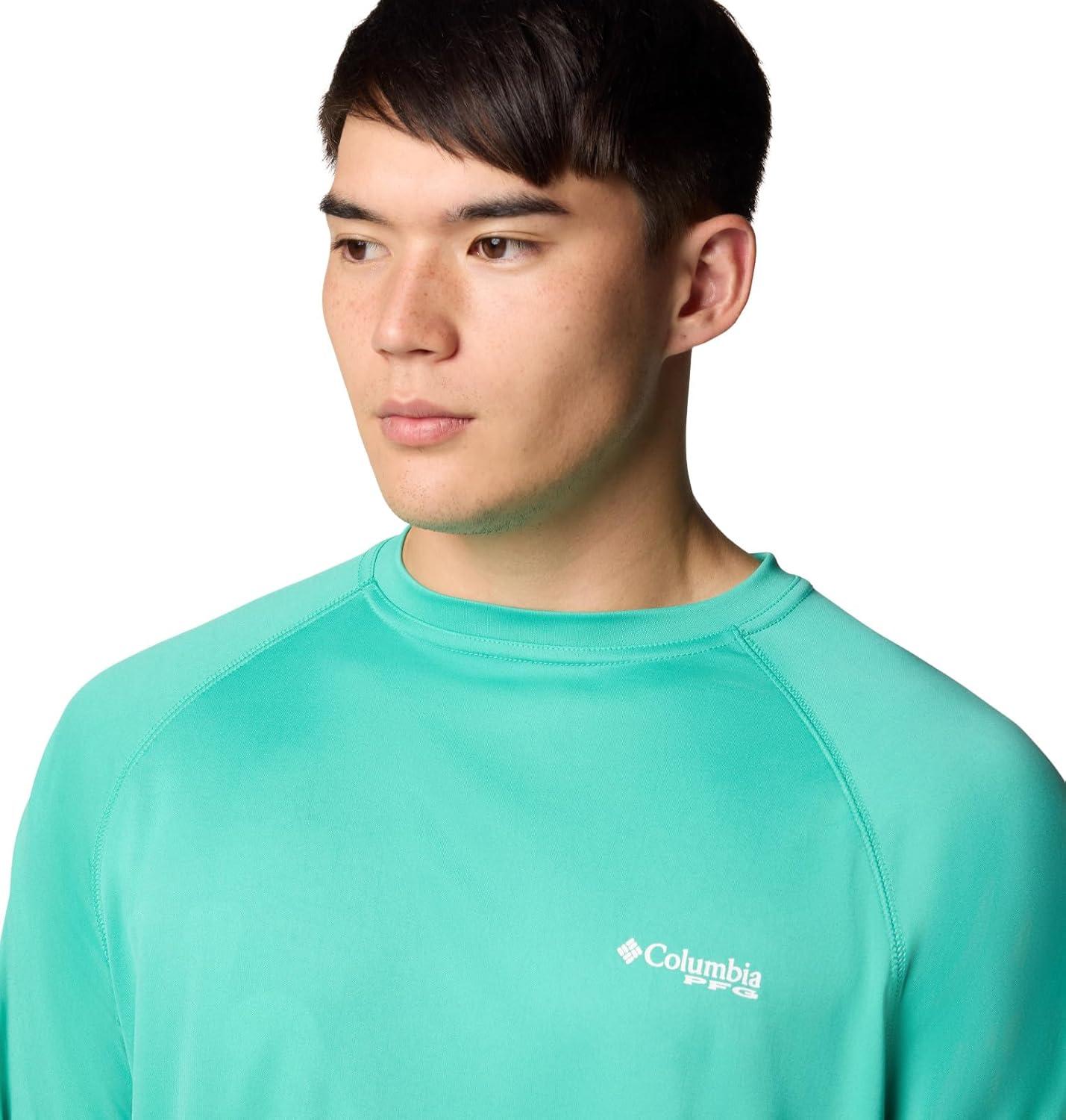 imageColumbia Mens PFG Terminal Tackle Long Sleeve ShirtGlaze GreenWhite Logo